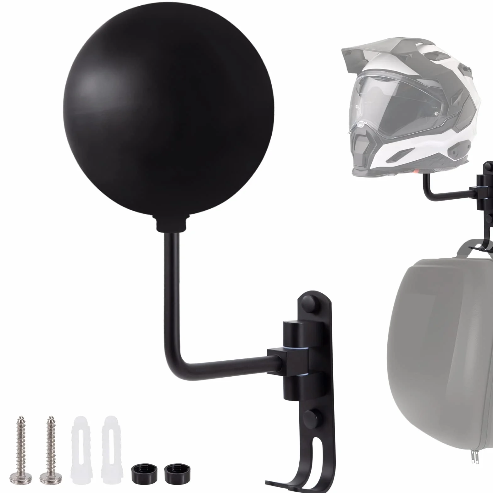 Tunejoy Porta Casco Moto da Parete Supporto per Casco da Moto Rotazione di 180 ° per Cappello Girevole a Parete Elmetto Casco per Bicicletta Espositore Nero