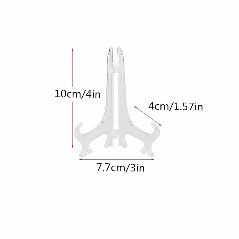 4Pollici Trasparente Plastica Cavalletto, Porta Piatti da Esposizione ,Piastra Supporti per Immagini Casa Matrimonio Decorazione, 10Pezzi
