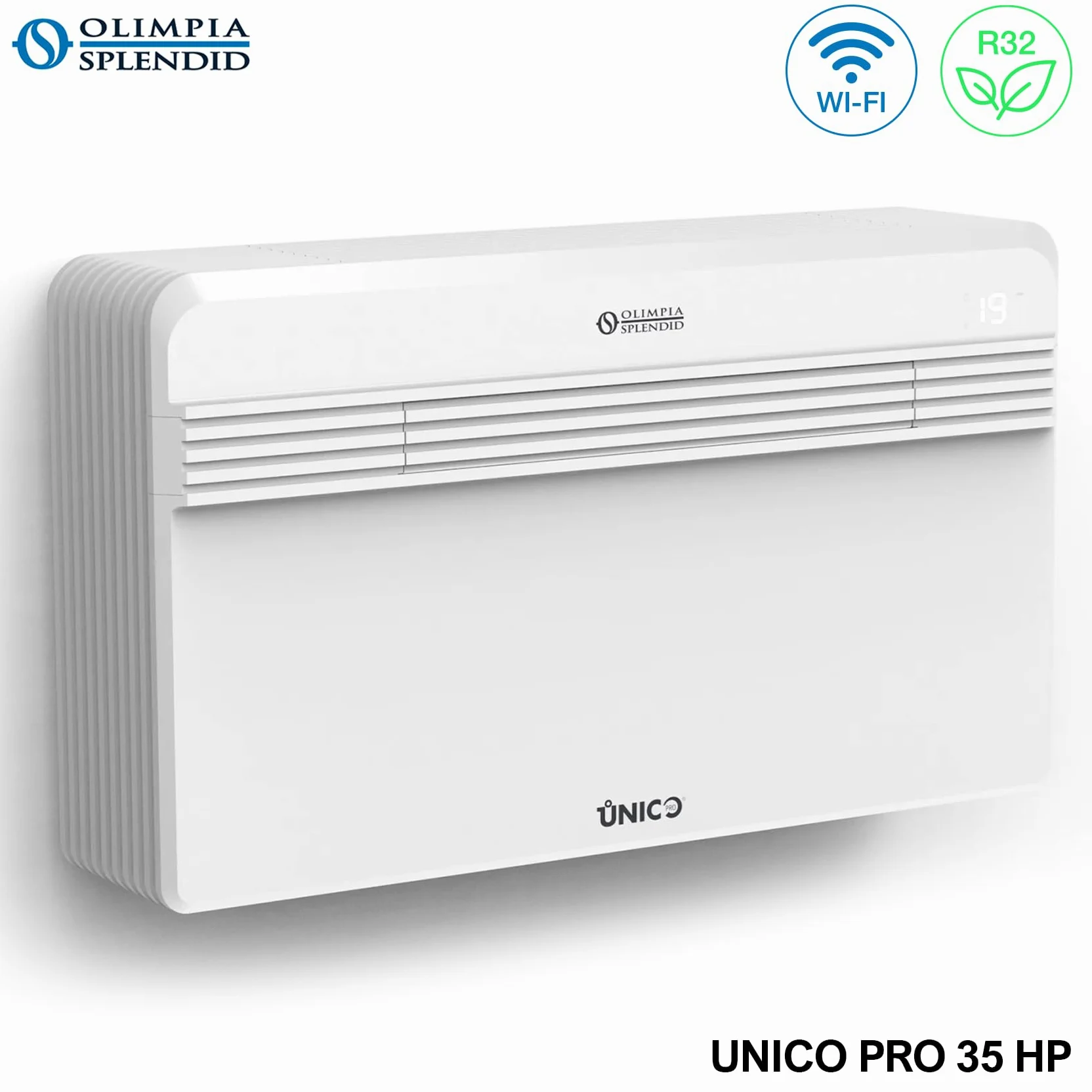 Olimpia Splendid Climatizzatore Senza Unità Esterna Unico Pro 35 HP EVAN Inverter, Pompa di Calore, Wi-Fi Integrato, 3,5 kW, Silent Mode e Display Touch - 02239