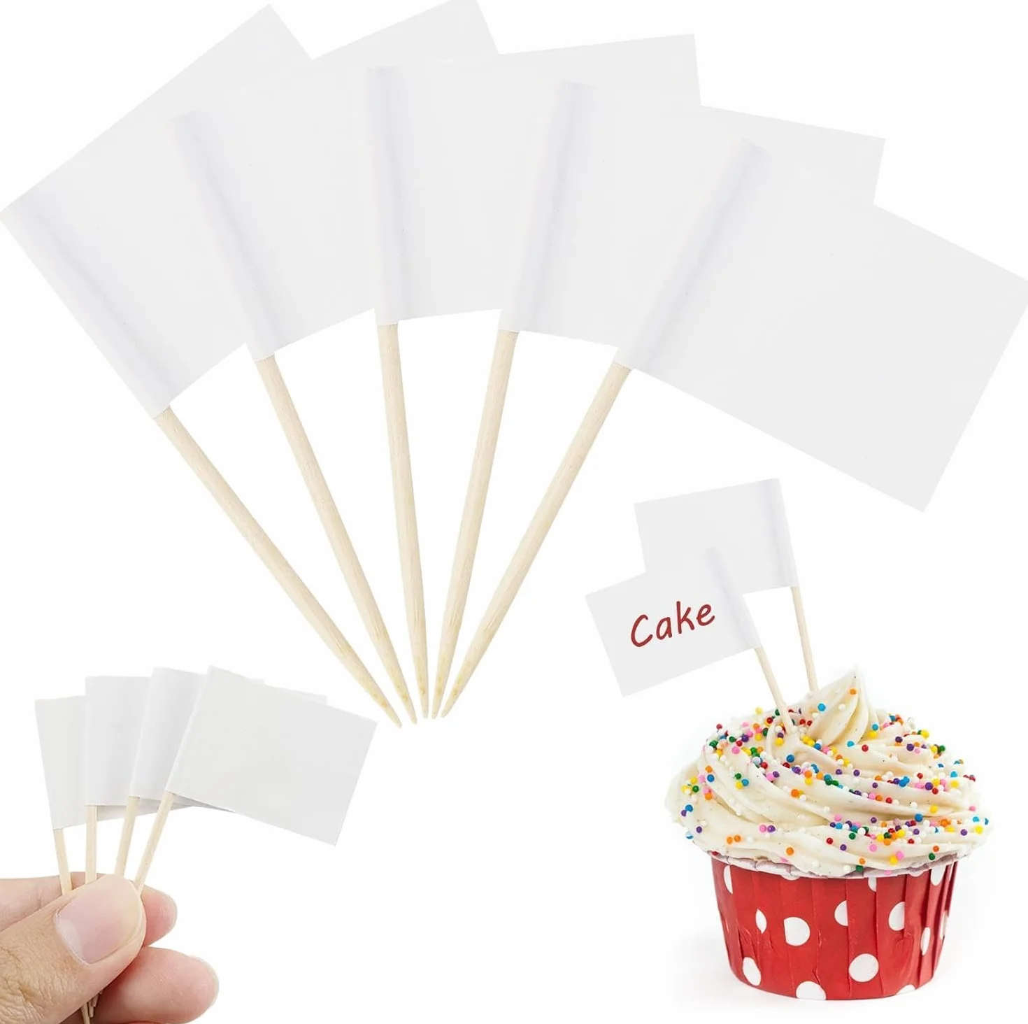 Bandiere stuzzicadenti vuoto bianco 110 pezzi decorazione torte feste