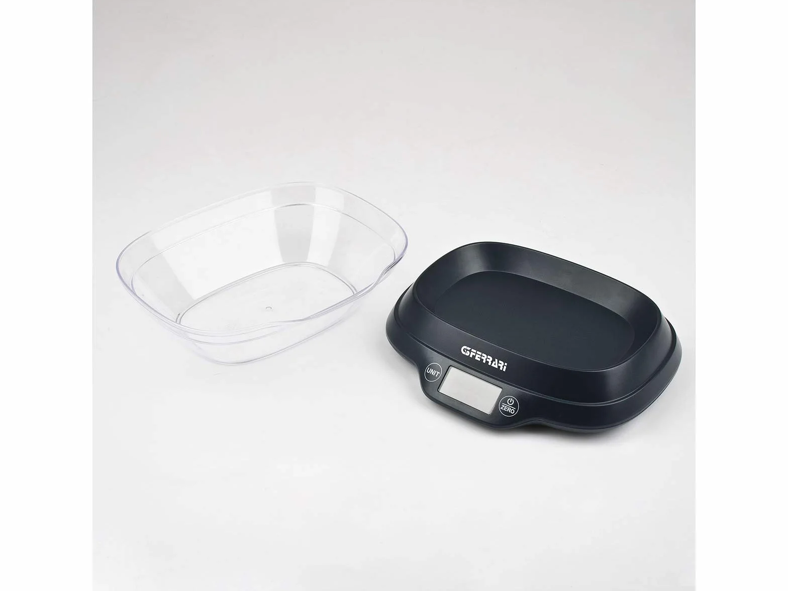 G3 Ferrari G20093 Bilancia da Cucina, 1 gr/5kg, Ciotola da 1,2L, Display Alta Luminosità, Sensore ad alta precisione, Salvaspazio, Plastica, Nero