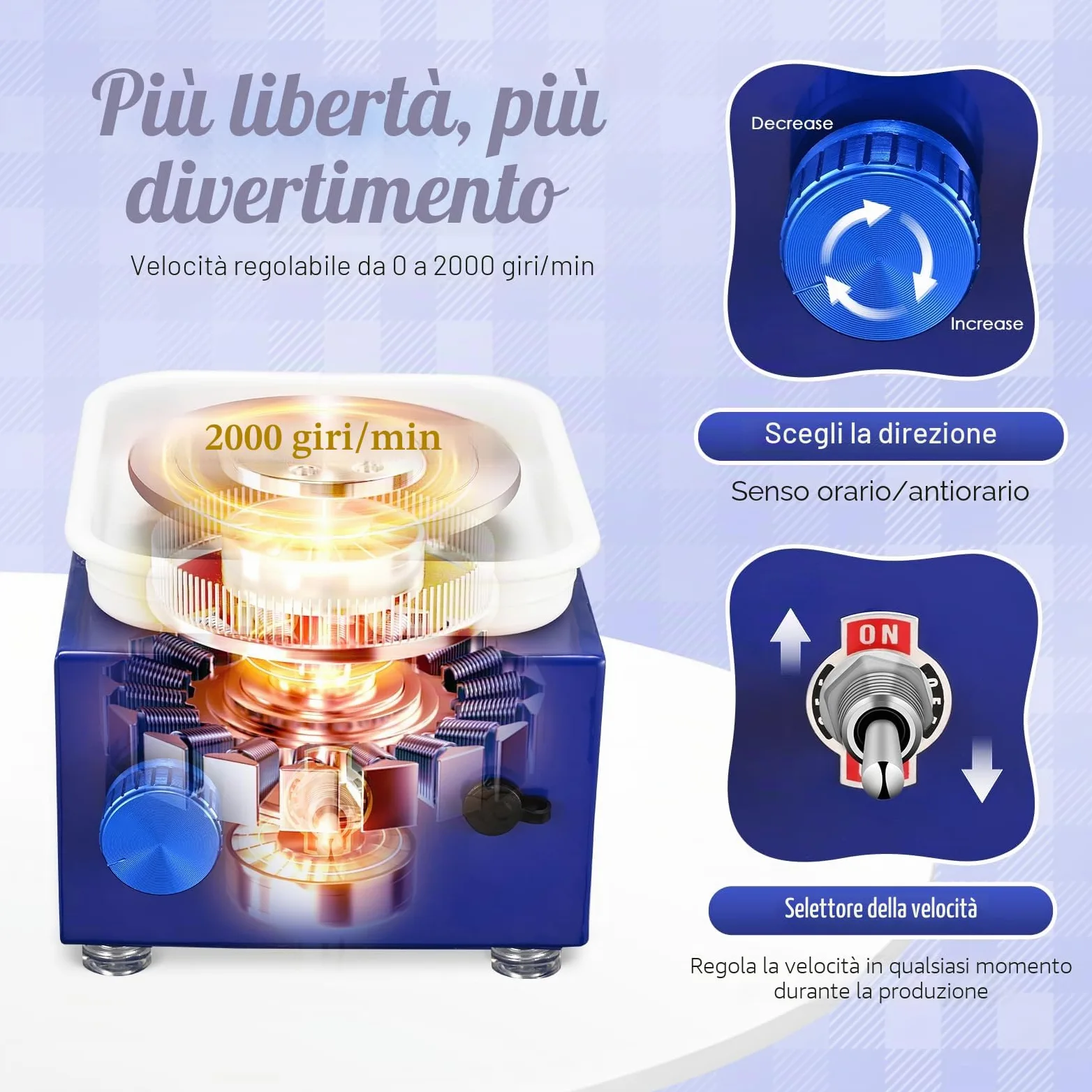 Tornio per Ceramica, Tornio per Argilla 2000 RPM velocità Regolabile Ruota di Ceramica Elettrica con Bacinella Staccabile e Strumenti di Argilla Fai-da-Te, Tornio Ceramica per Bambini e Adulti