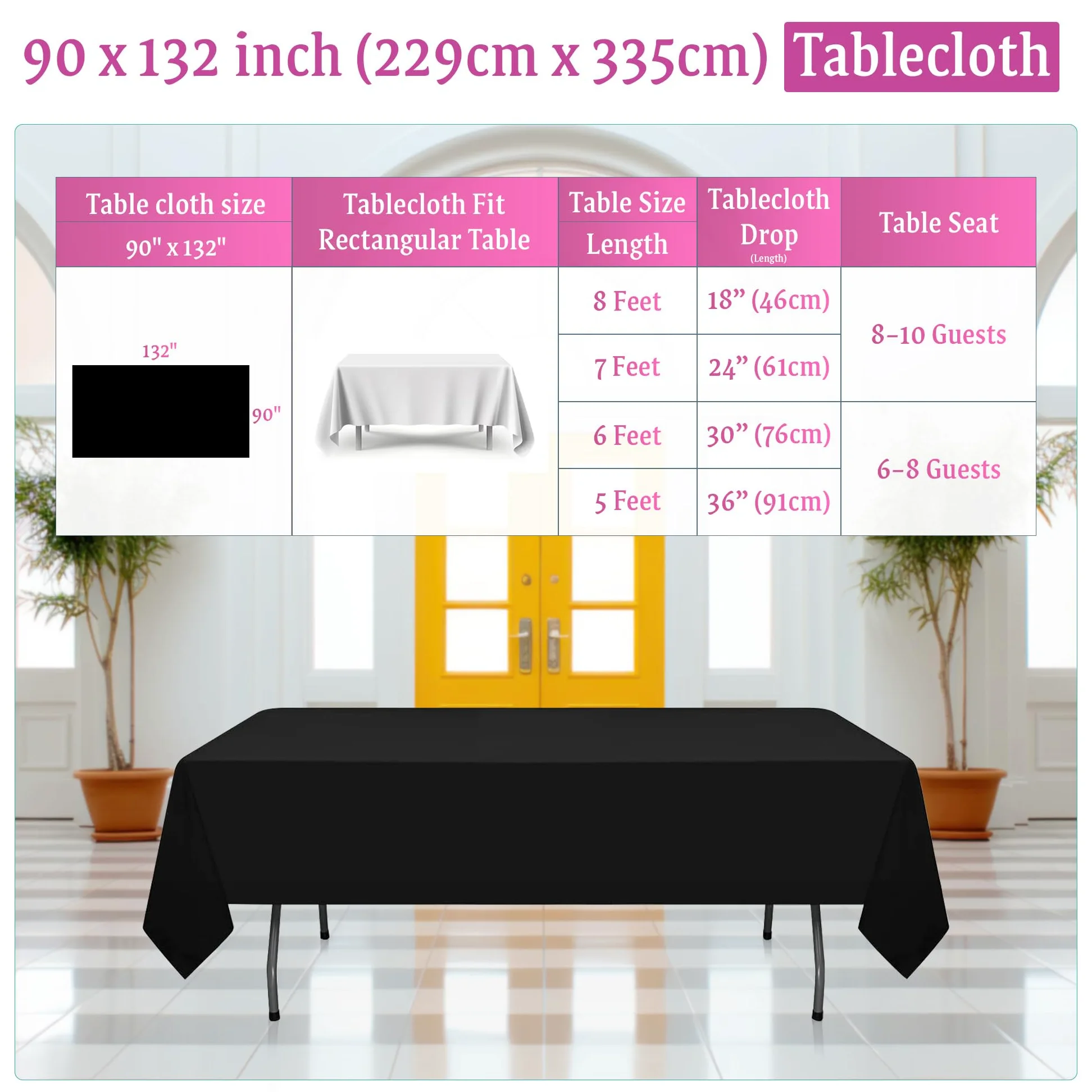 Weddecor Tovaglia rettangolare in tessuto di poliestere resistente, di alta qualità, 200 x 300 cm, per matrimoni, compleanni, anniversari, cene, feste, eventi