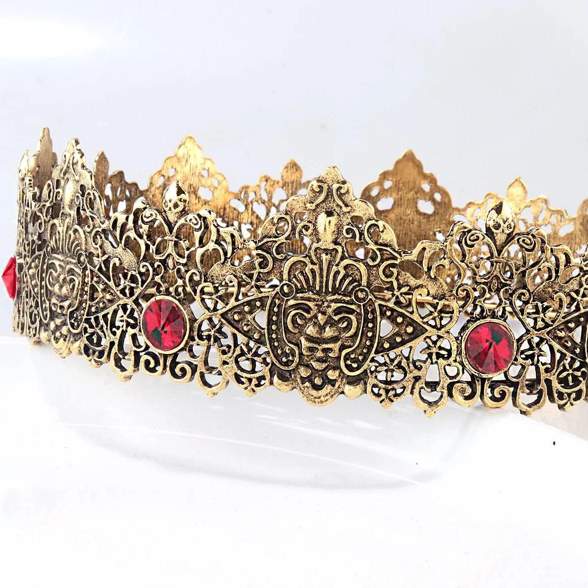 King Men Gold Tiara Corona Imperiale Medievale Cristallo Matrimonio Halloween