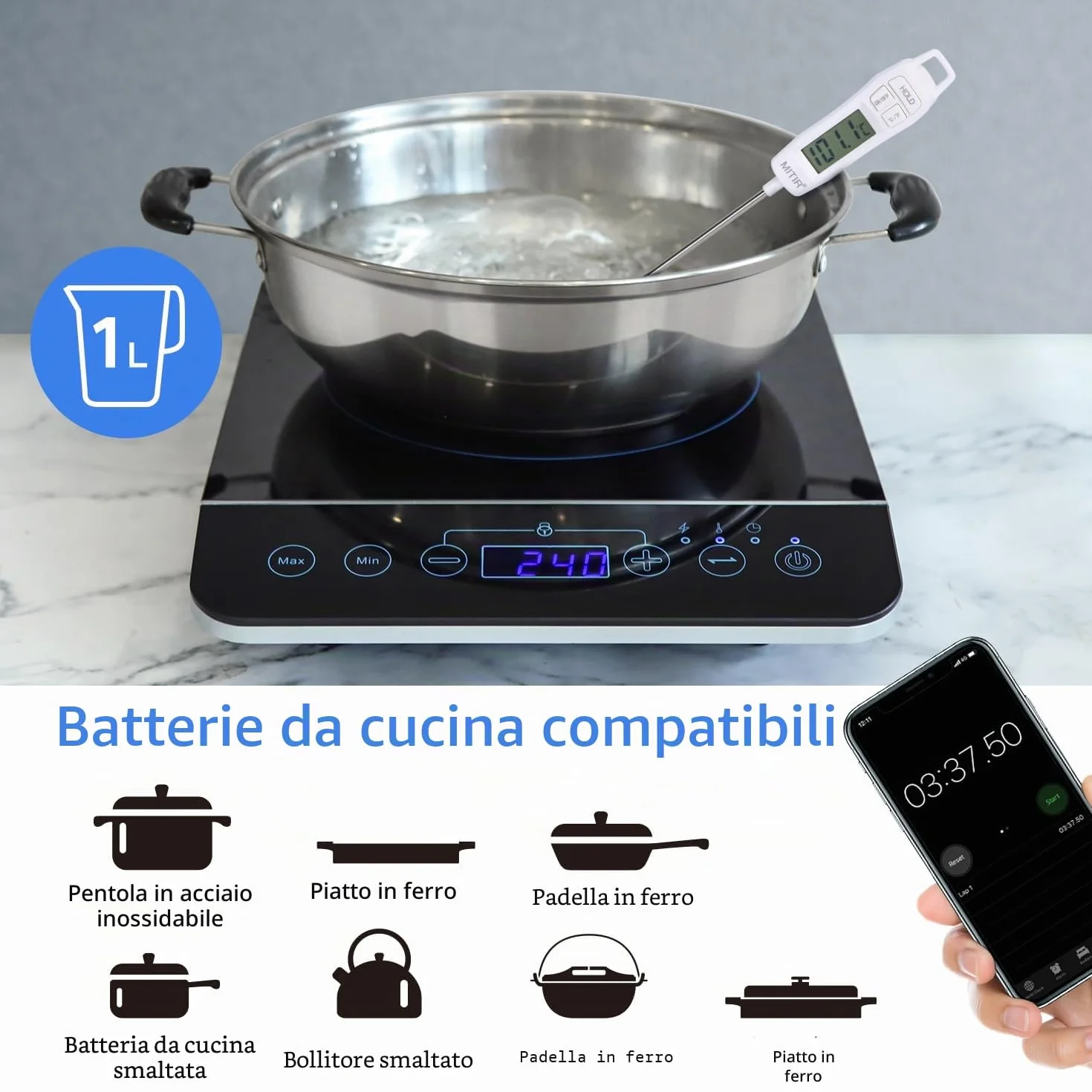Aigostar BlueFire piastra a induzione portatile 2000W 240℃