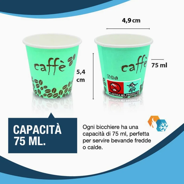 Bicchierini da Caffè Monouso in Carta - 1000 Pezzi Bicchieri di Carta Colorati, Compostabili, Ideali per Caffè, Espresso, Festa, Ufficio e Uso Domestico