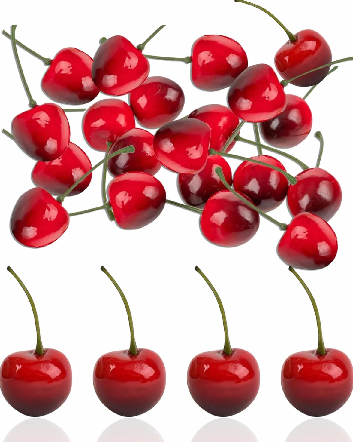 Ciliegie artificiali decorative rosso nero 20 pezzi per tavolo frutta feste