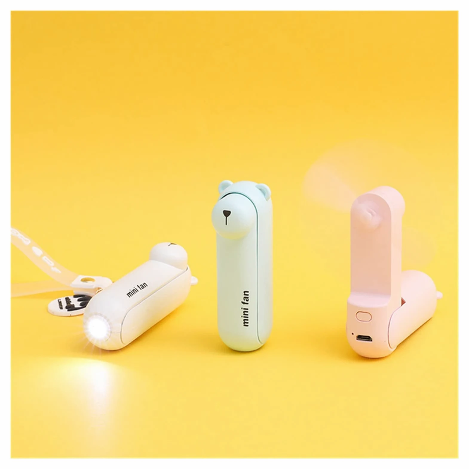 Mini ventilatore portatile USB, ventilatore elettrico portatile, ricaricabile, tascabile, con luce, per eventi, all'aperto, viaggi, uso personale, design compatto