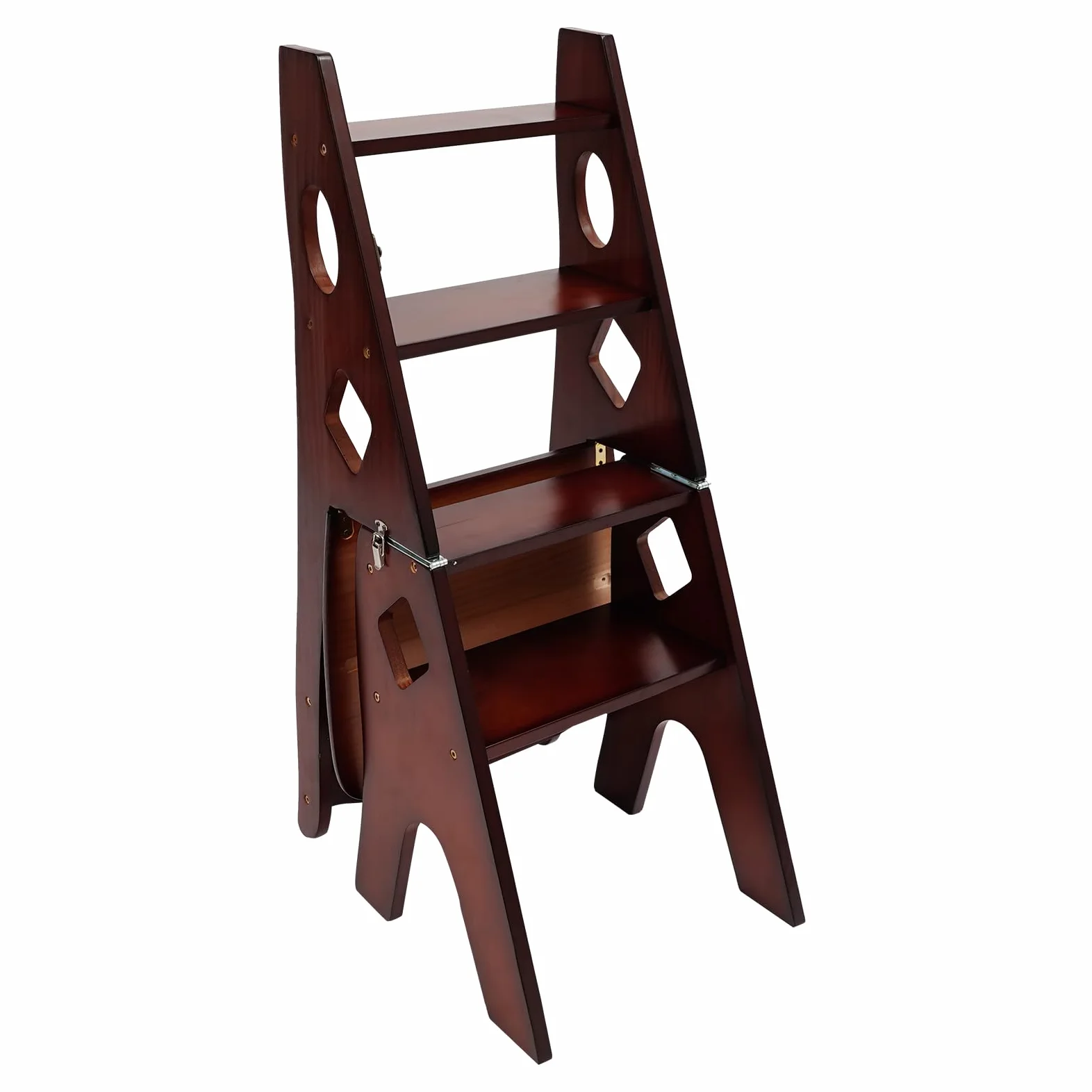 Sedia a scala, 34x44,5x87 cm Scala da biblioteca pieghevole, Sedia da biblioteca pieghevole, Sgabello pieghevole a 4 gradini, Scaletta-sedia pieghevole Può essere utilizzata in ambienti interni ed