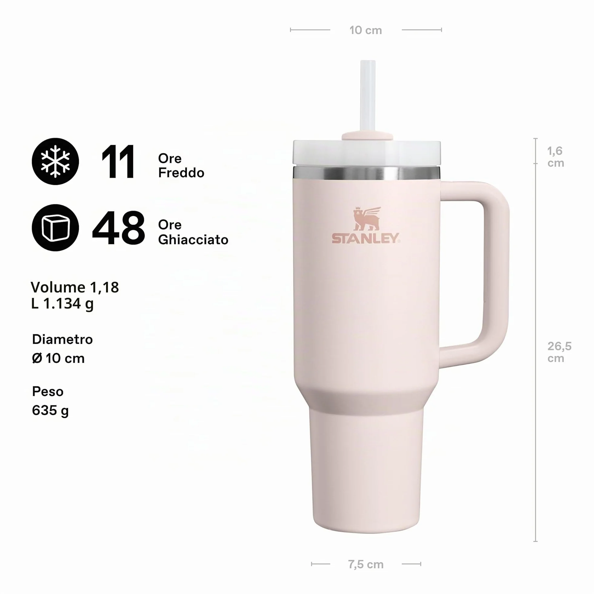 STANLEY 1913 Quencher H2.0 Flowstate Borraccia Termica 1.2L - Rose Quartz
