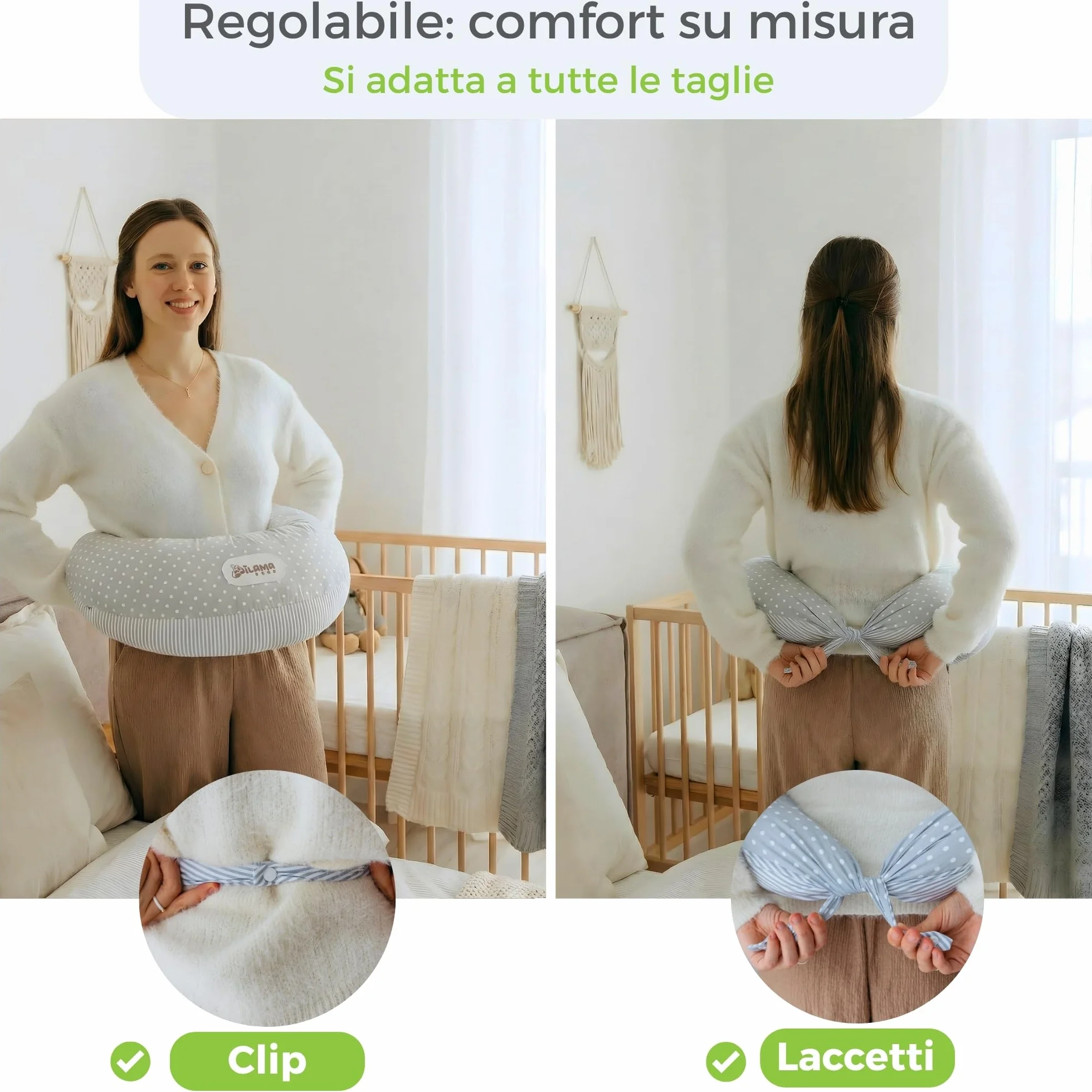 Dilamababy Cuscino Gravidanza Fiocchi di Memory e Fiber Made in Italy – Comodo per Dormire e per Allattamento - Supporto Ergonomico Pancia, Schiena, Gambe con Federa Sfoderabile e Lavabile