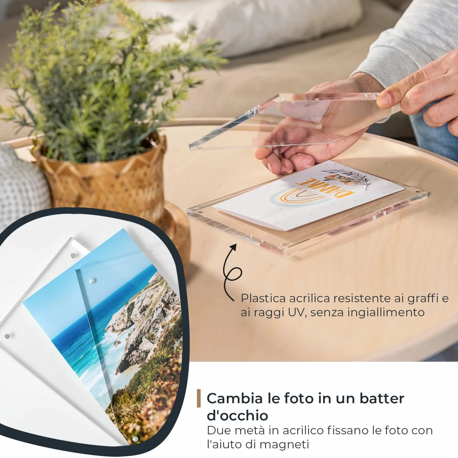 Cornice magnetica in vetro acrilico 15 x 21 cm Trasparente HMF 46973