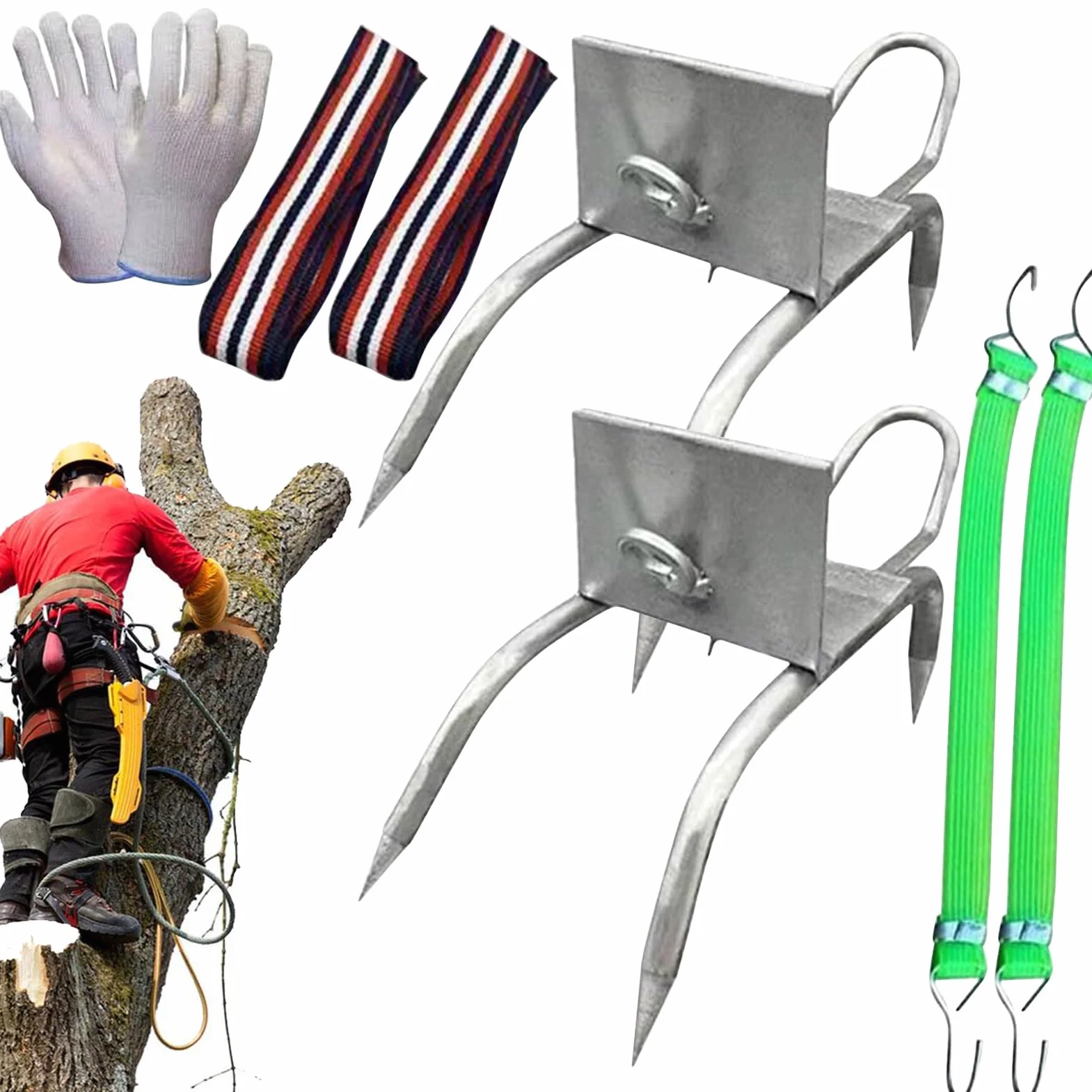 Punte per arrampicata su alberi, scarpe da artiglio di gatto, punte per arrampicata su alberi, attrezzatura da esterno sicura con regolabile per adulti adolescenti uomini arboricoltori