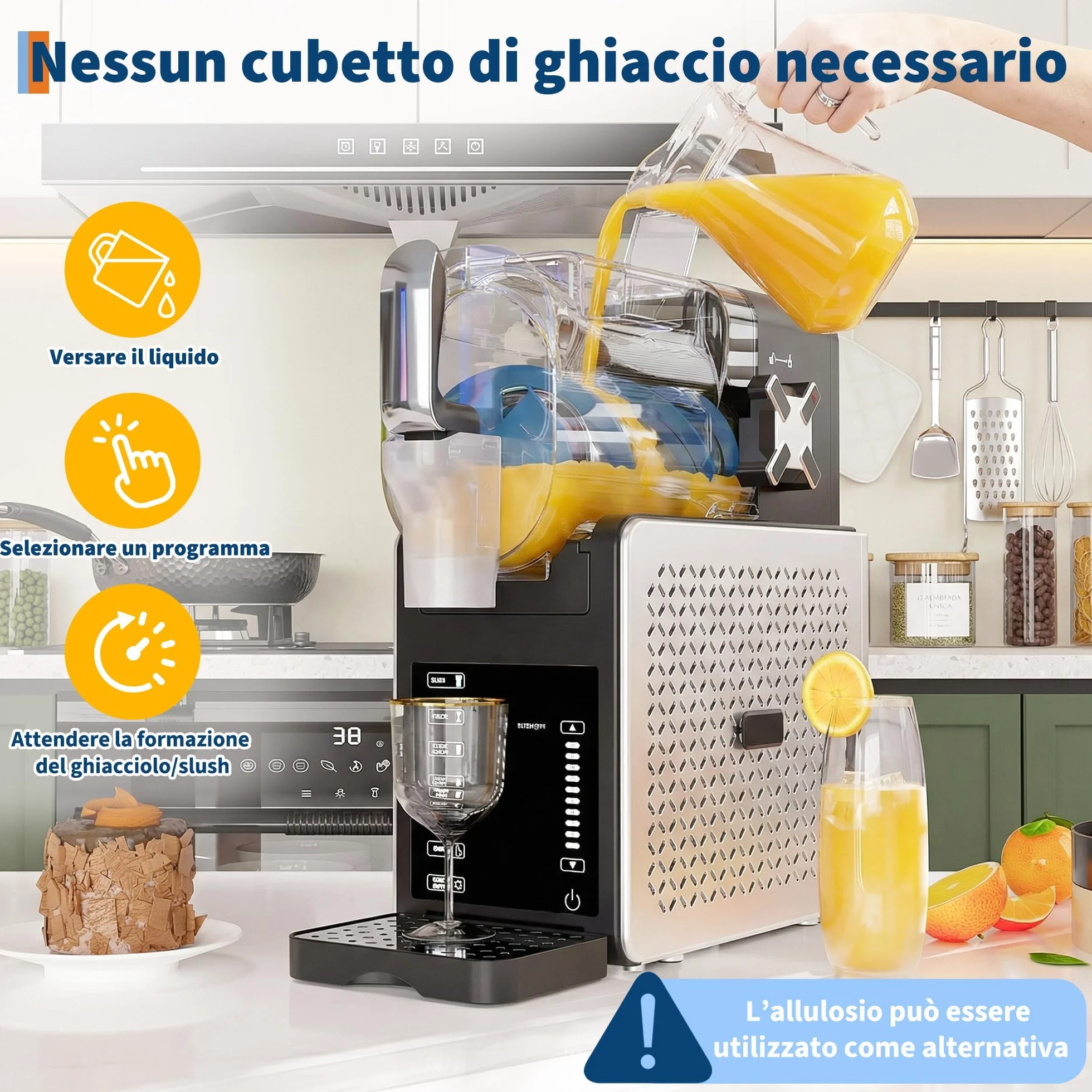Macchina per Granite 1,9L Grande Capacità RapidChill 5 Programmi Autopulizia Slushie Frappé Milkshake Cocktail