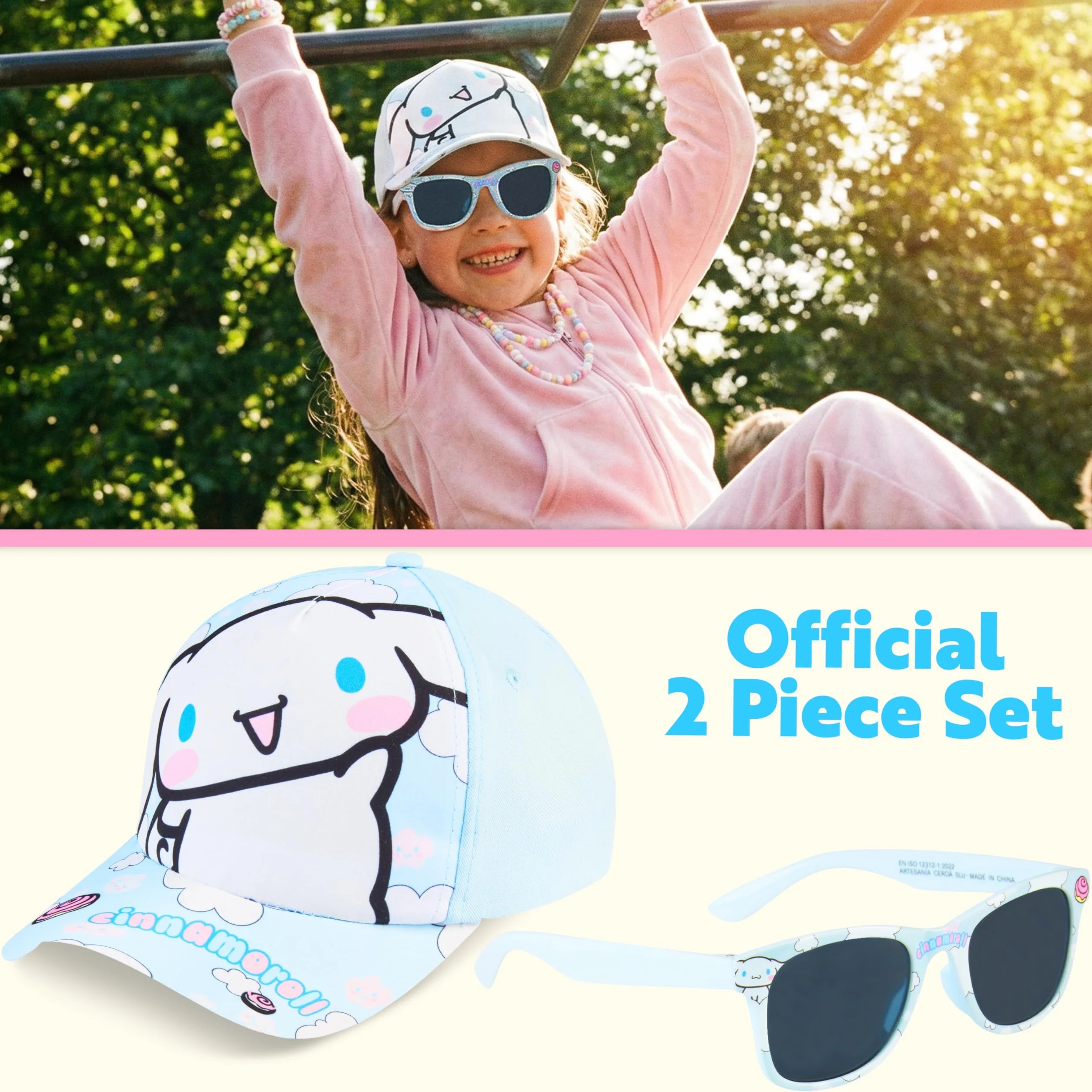 Disney Stitch Care Bears Kuromi Cinnamoroll Cappello con Visiera Occhiali da Sole Bambino Protezione UV400