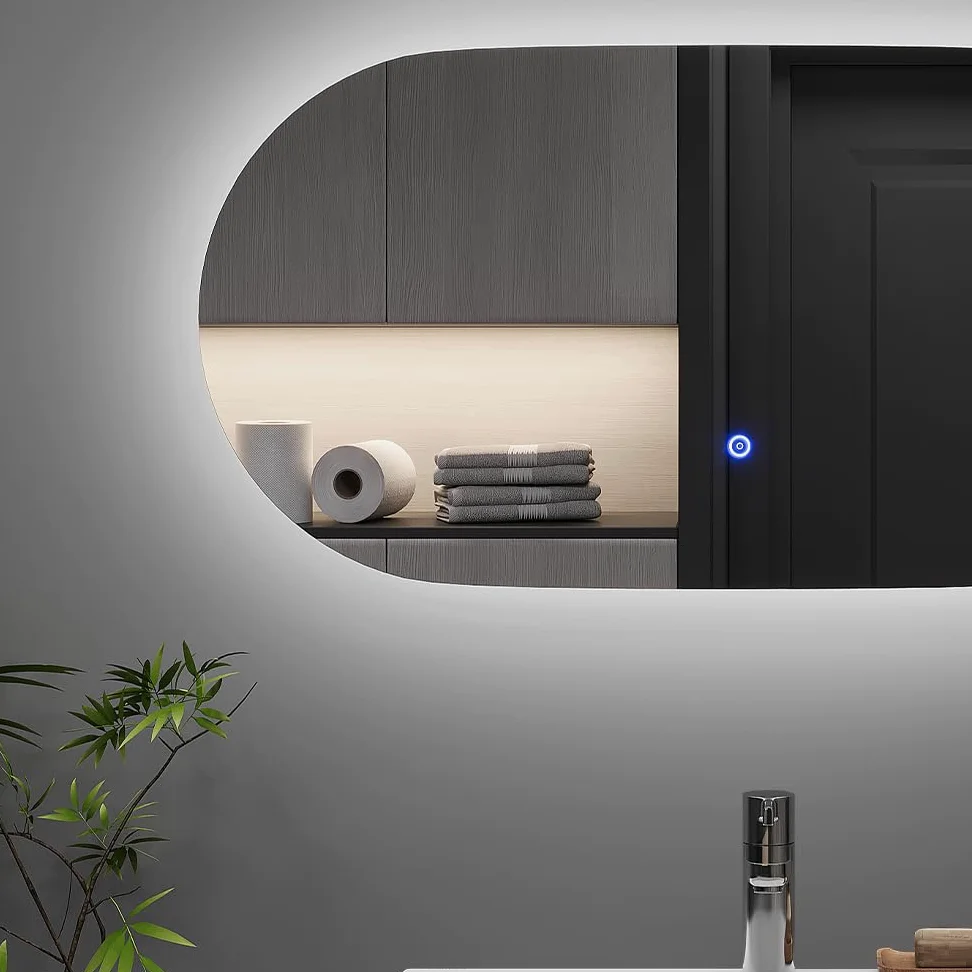 Vicco Specchio bagno Miral, Vetro, 80 x 40 cm con retroilluminazione, per montaggio a parete con illuminazione LED integrata