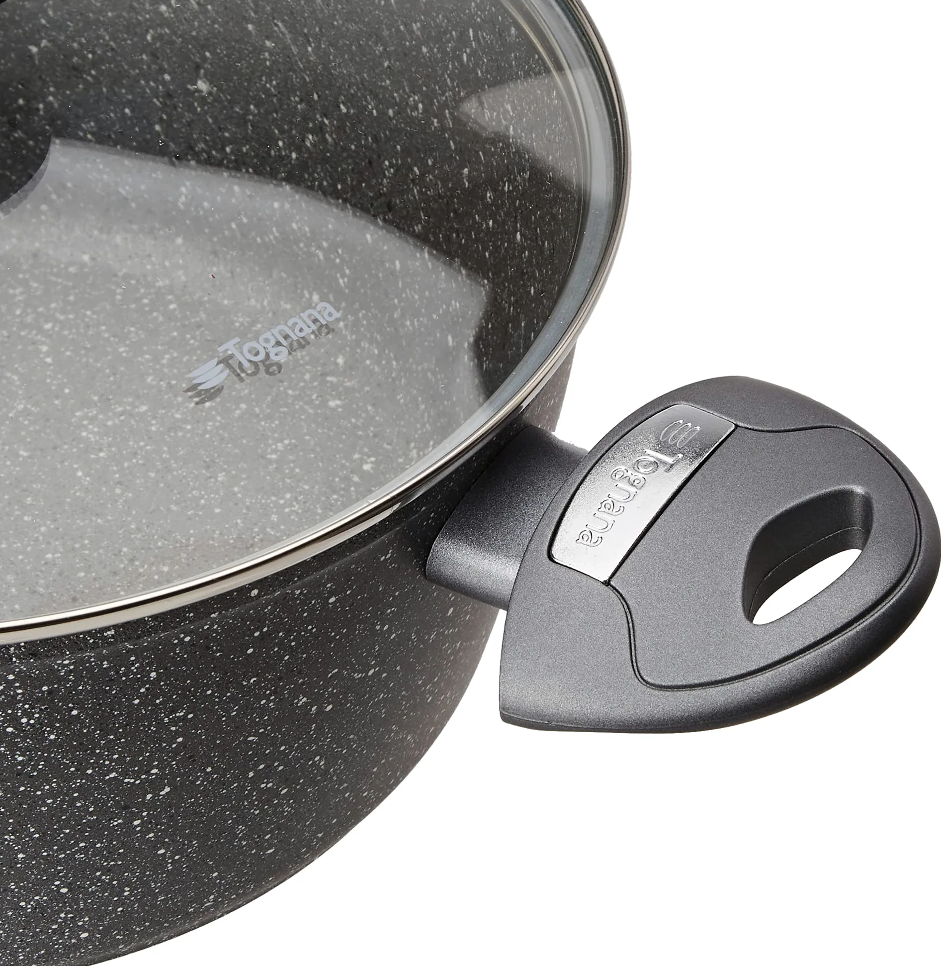 Tognana Mythos, Batteria di pentole e padelle, 9 pezzi con 3 casseruole, 2 padelle, 1 grill, 3 coperchi, Alluminio, Grigio