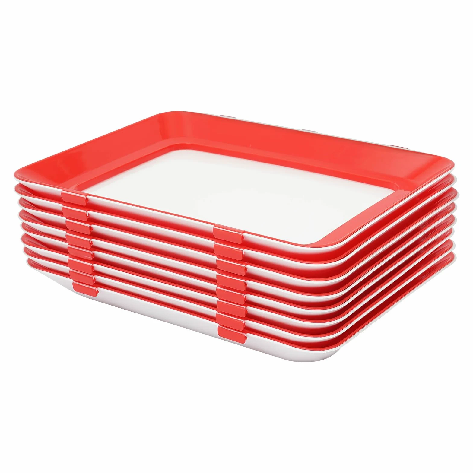 Set di 8 vassoi con pellicola elastica, riutilizzabili, impilabili, per conservare alimenti, 30 x 22 x 3 cm