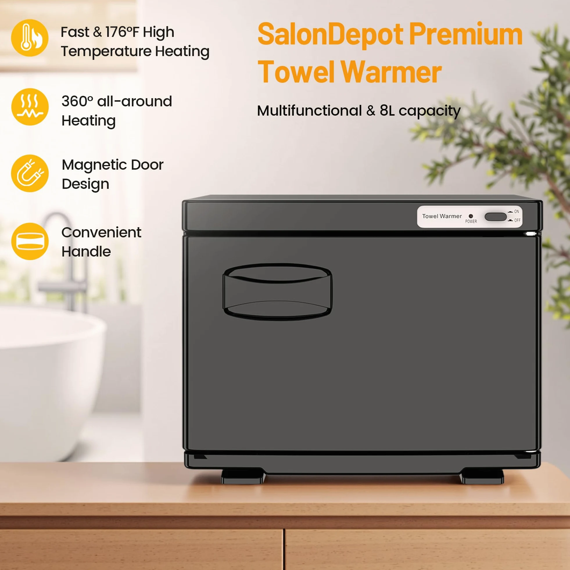 Paraheeter Scaldasalviette, armadio scaldasalviette, velocità di riscaldamento estremamente veloce, funzionamento facile, scaldasalviette per spa e bagno (8L, nero)