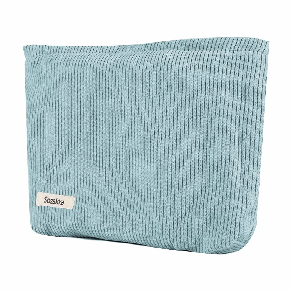 Bustina Portatutto Donna Pochette da Borsa Cosmetica In Tela Trousse Trucchi Con Cerniera Blu