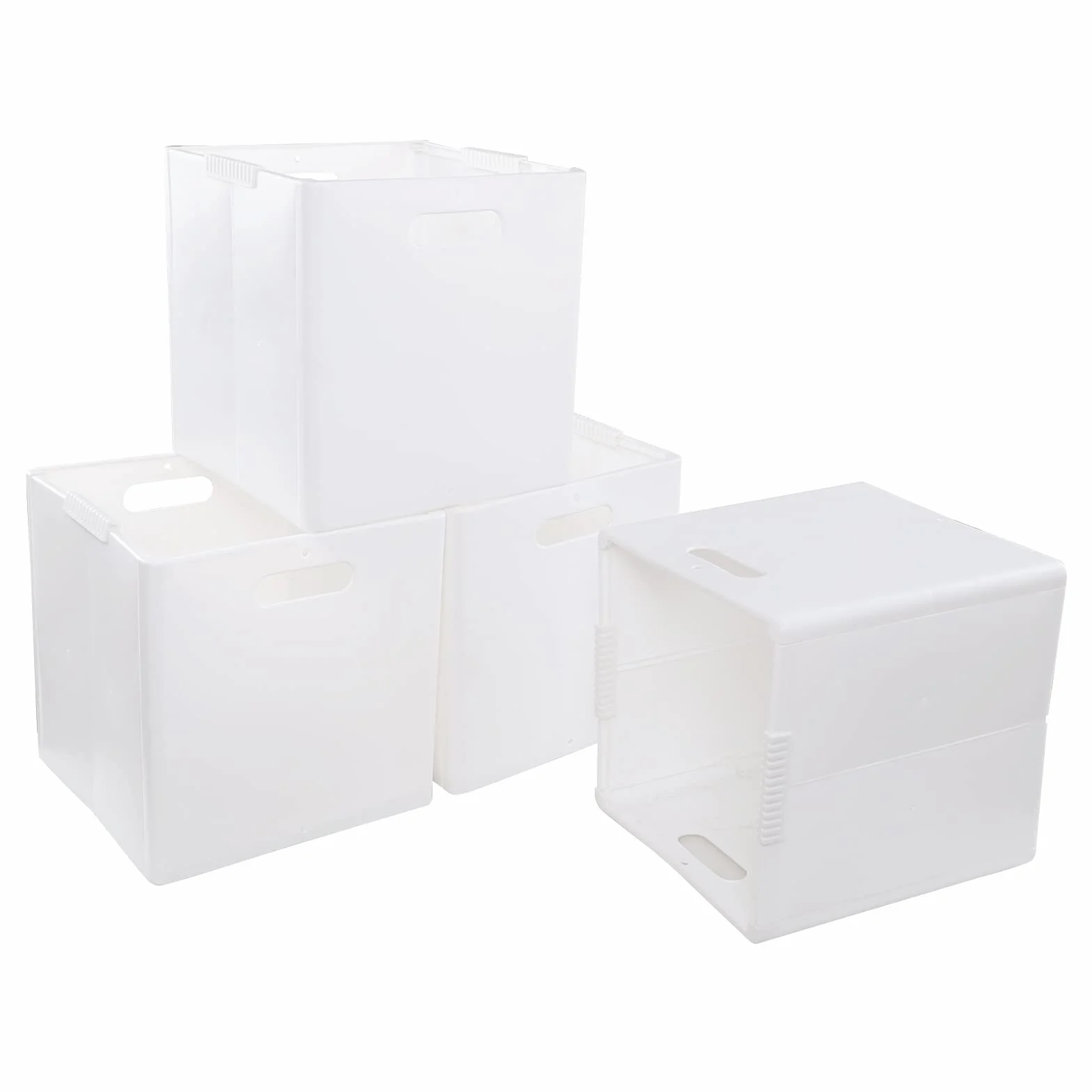 Cubi Portaoggetti Pieghevoli in Plastica, 4 Pezzi, Bianco