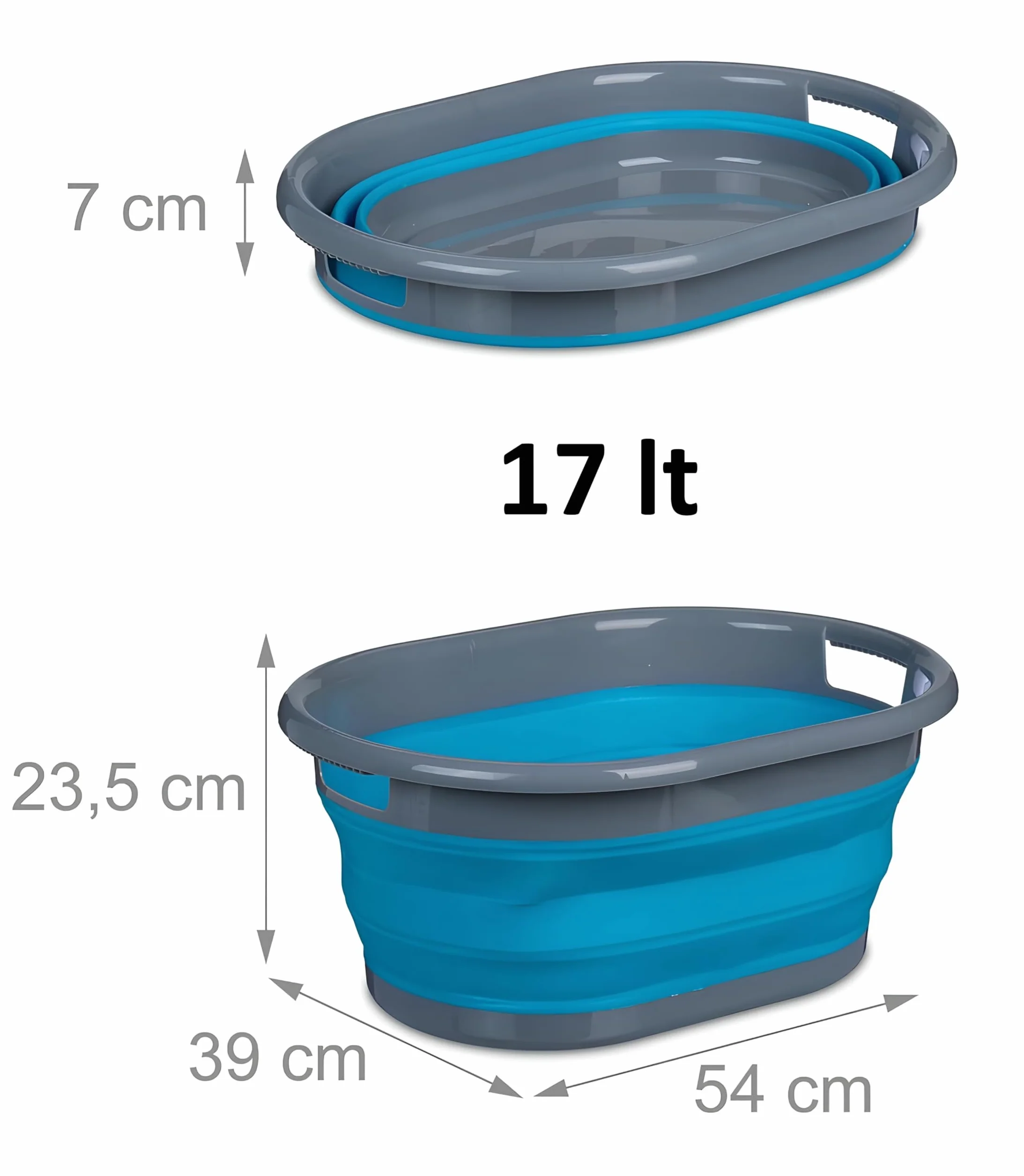 Bacinella Pieghevole Bucato Multiuso con Manici 17 Litri Bacinella Salva Spazio Cesta Pieghevole Catino Secchio Portabiancheria Plastica Silicone Bacino Cesto Verdure per Campeggio Casa Picnic Camper