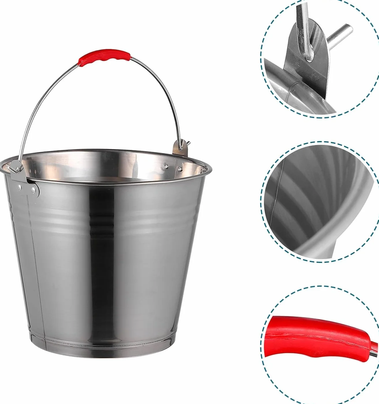 Mayuela - Secchio con Manico in Metallo - Secchio per Cenere Camino, Acqua, Giardino, Multifunzione - Bidone en Metallo - Bidone per Cenere Camino, Acqua, Giardino - Bucket - 6 Litri