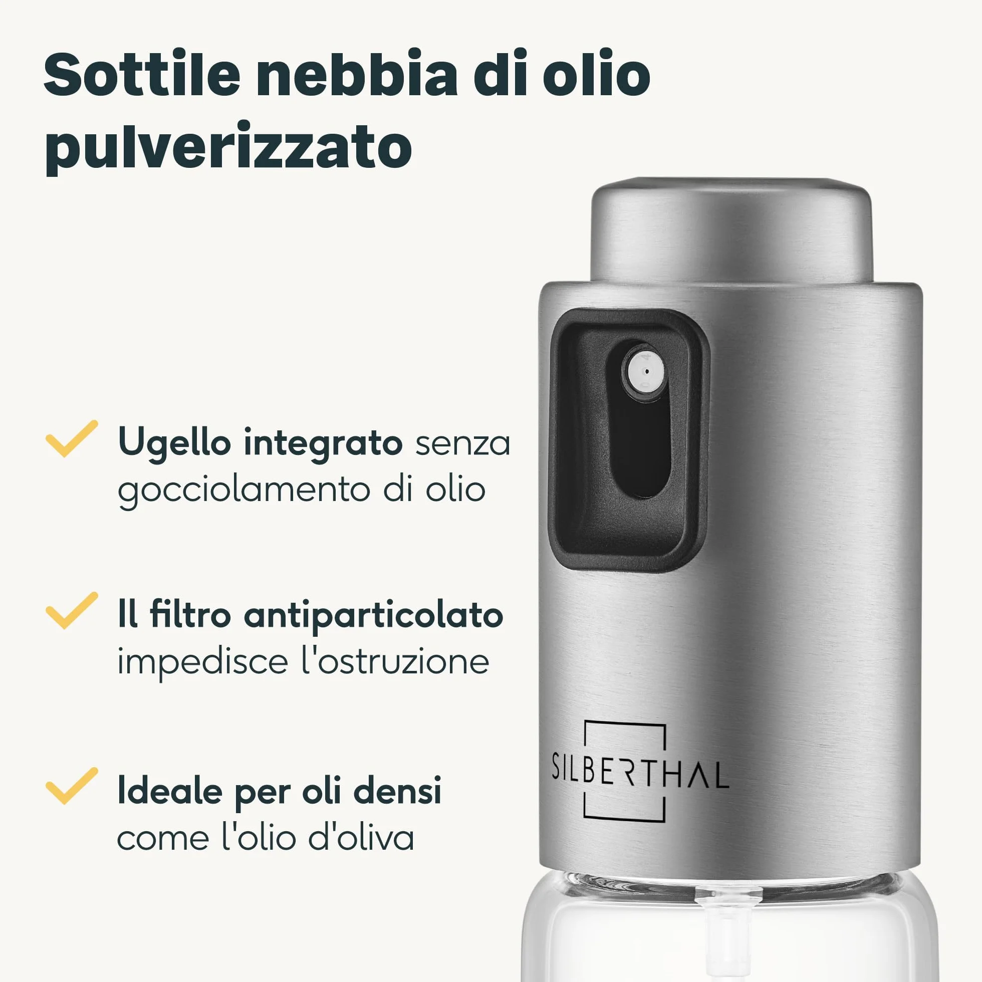 SILBERTHAL Spruzzatore Olio 120ml Vetro Acciaio Inossidabile Spray