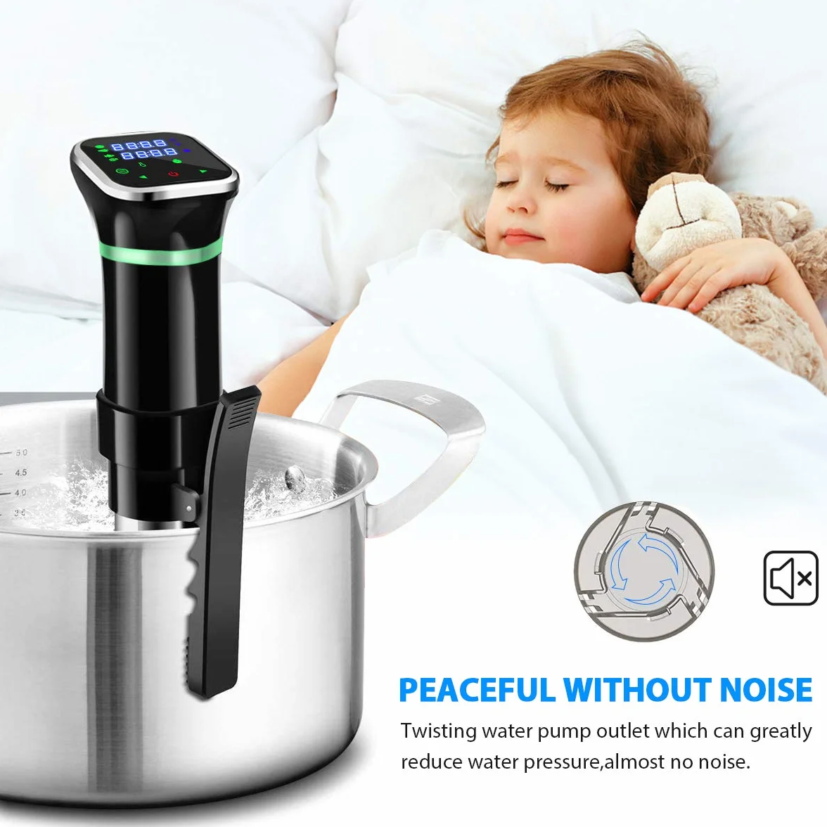 Sous Vide 1100W Slow Cooker Circolatore Termico Termocircolatore a Immersione Display Touch LCD