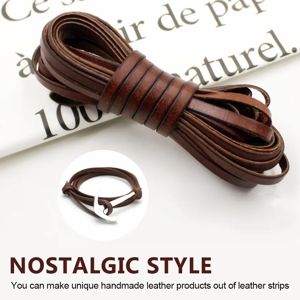 Cordino Cuoio 5 mm x 5 m, Laccio Pelle, Corda Marrone Pelle, Stringa Cuoio per Gioielli