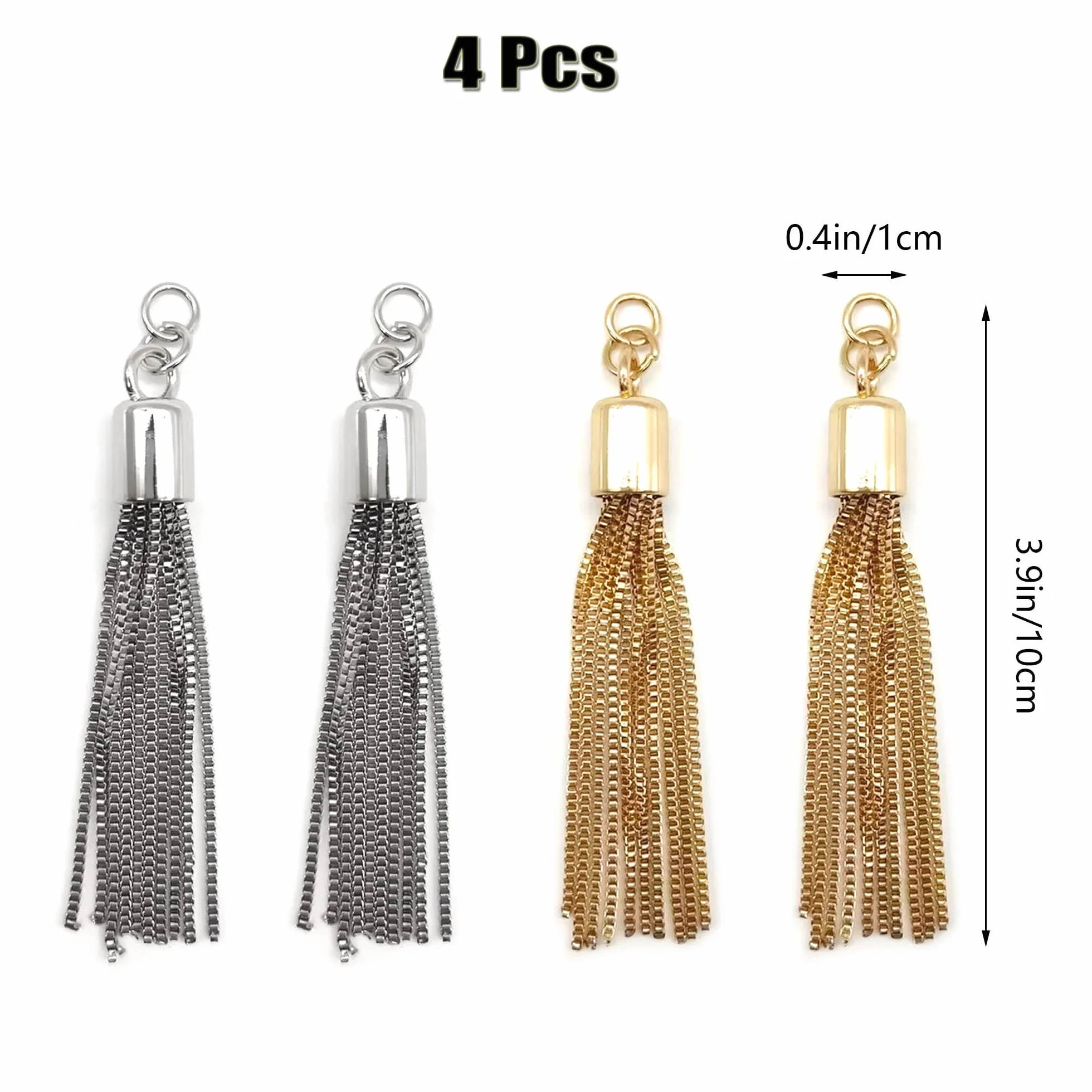 Nappe Pendenti Fascino Accessori Borse Catena Nappa Metallo Gioielli Fai Da Te 4 Pcs