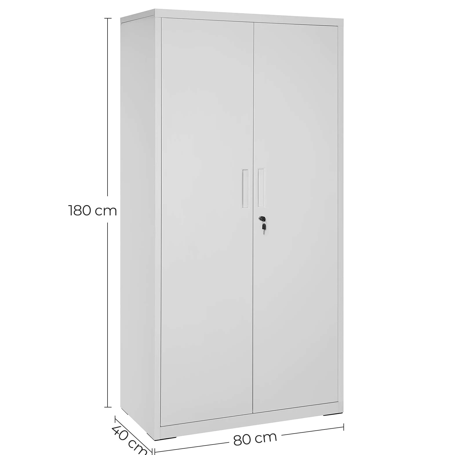 SONGMICS Armadietto Garage a 5 Ripiani con 2 Ante, Armadio Ufficio, 40 x 80 x 180 cm, 1 Serratura, Ripiani Regolabili, Armadio Metallo, Grigio Opaco OMC015G01