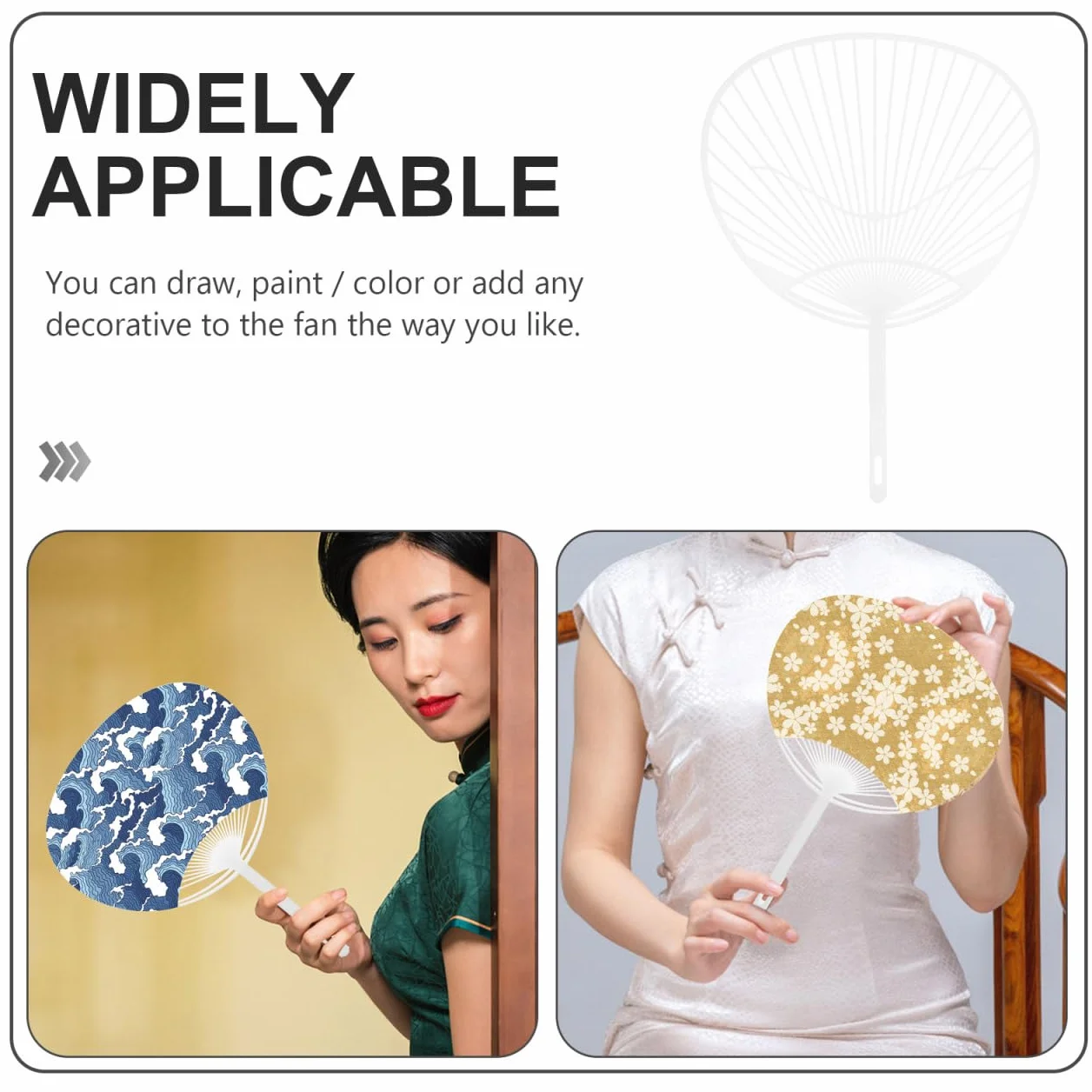 Amosfun Kit Fai da te Telaio Ventilatore Uchiwa 12.80X9.25 Pollici Plastica per Fabbricazione Di Ventilatore Portatile Personalizzato Decorazione Estate