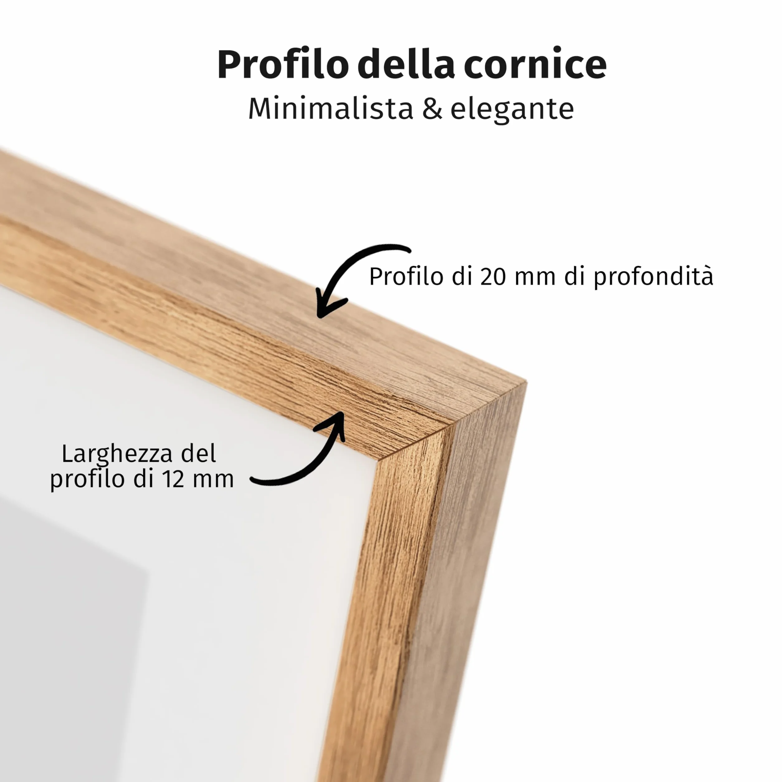 Cornice portafoto di alta qualità, in rovere DIN A4 (21 x 29,7 cm), in vero legno di quercia con vetro acrilico infrangibile