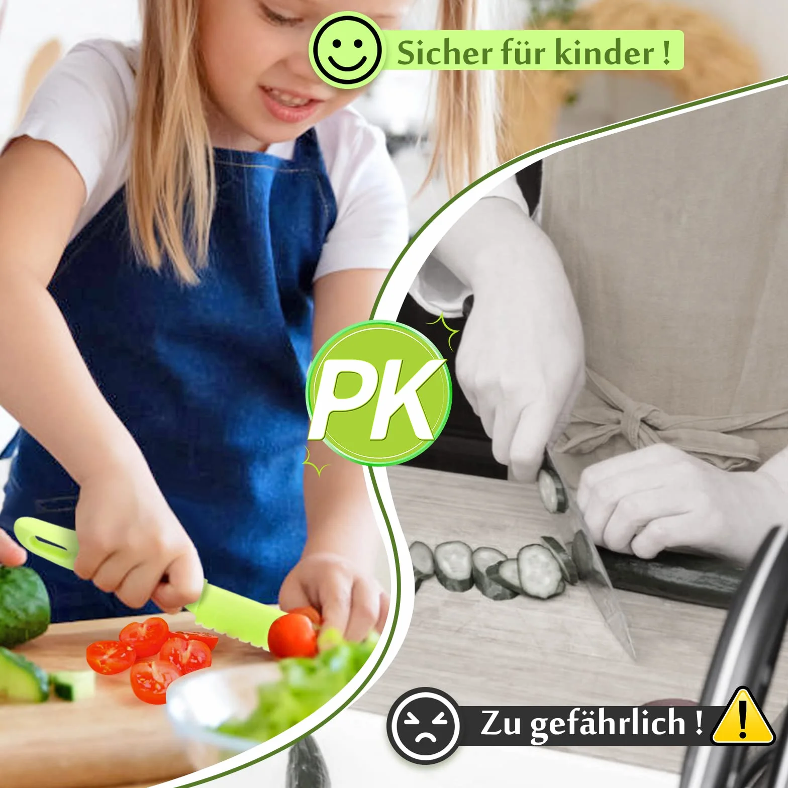 Set di 7 coltelli da cucina per bambini per tagliare e cucinare frutta o verdura, con coltello in legno, tagliere, pelapatate, piccolo tagliere per bambini