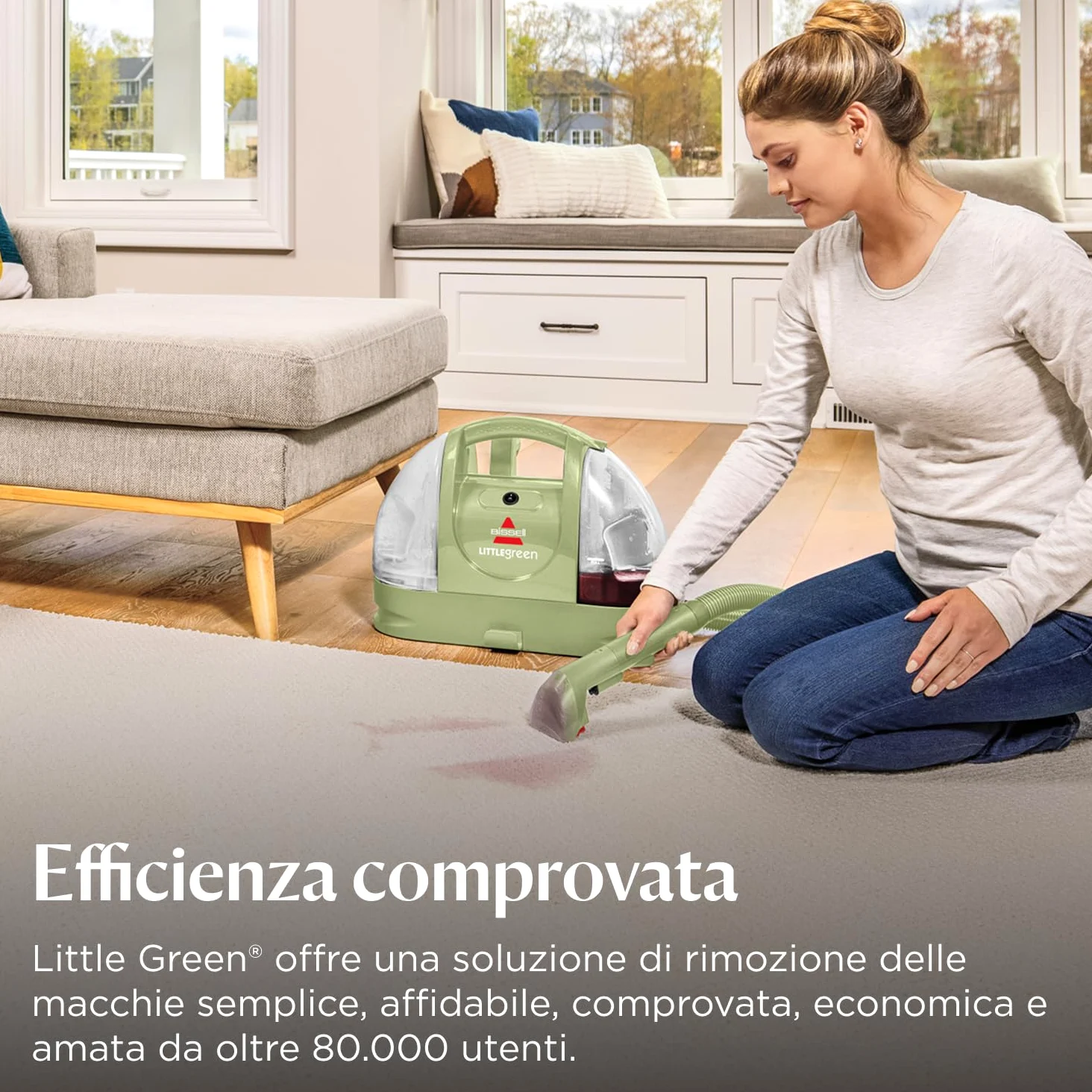 BISSELL Little Green, Lavatappeti, Lavatappezzeria per Macchie Quotidiane e Sporco, Lava Tappezzeria per Tappeti, Auto, Pulisci Divani, Moquette, Materassi e Altro, Potente Motore da 340W, 4098N