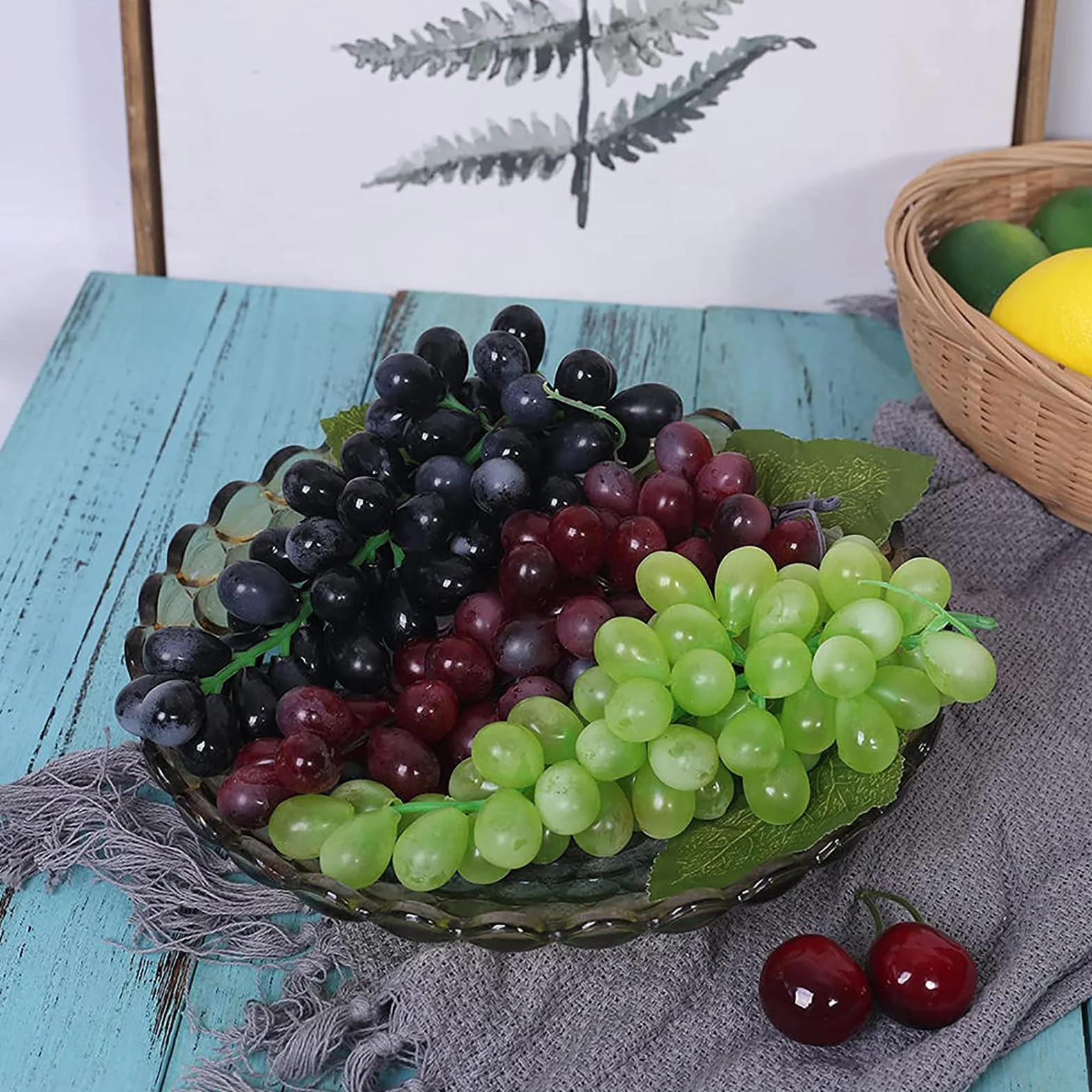 Uva in plastica realistica, mazzi di simulazione colori vari, per matrimoni giardini