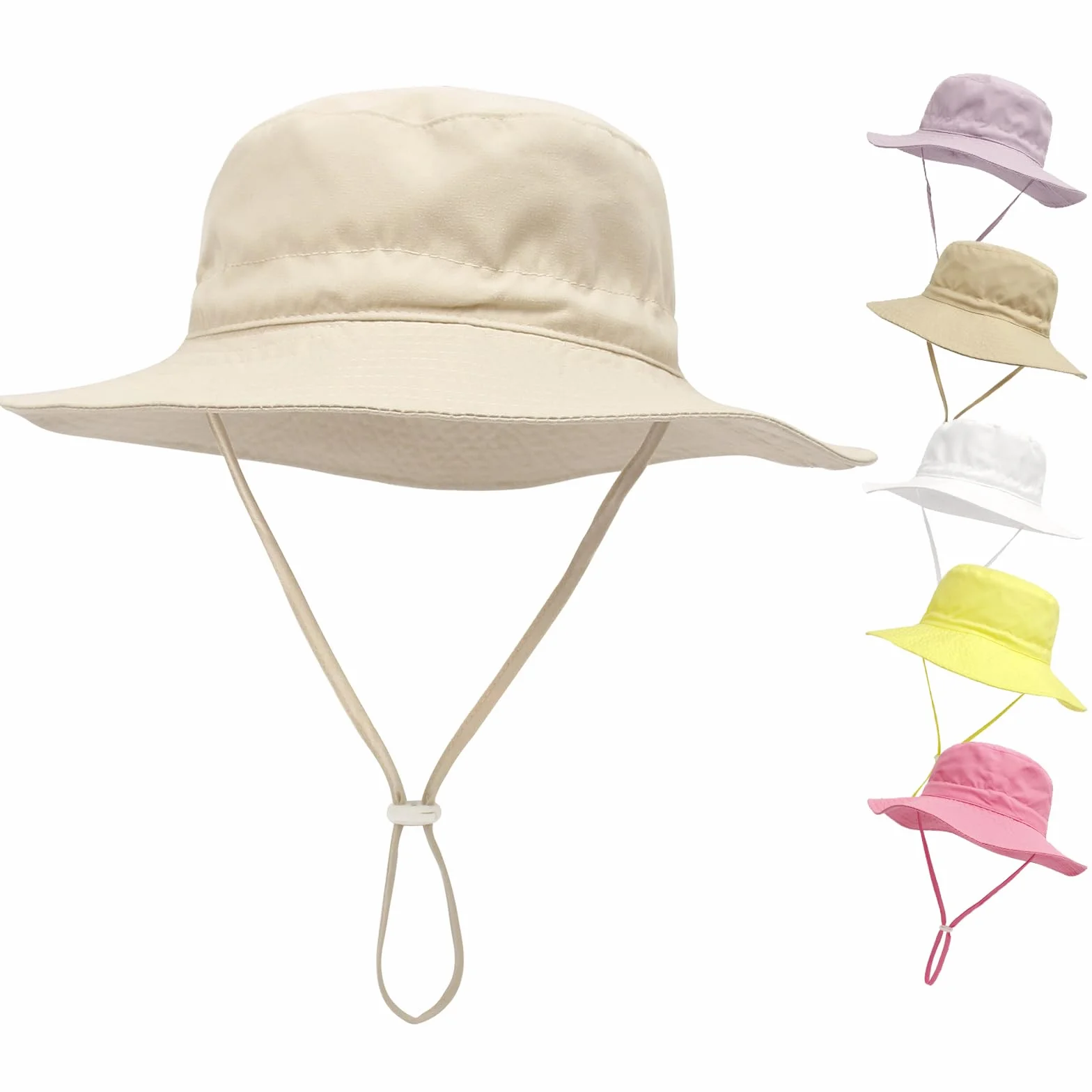 Cappello da Sole Bambini UPF 50+ Tesa Larga Spiaggia Secchiello Neonati