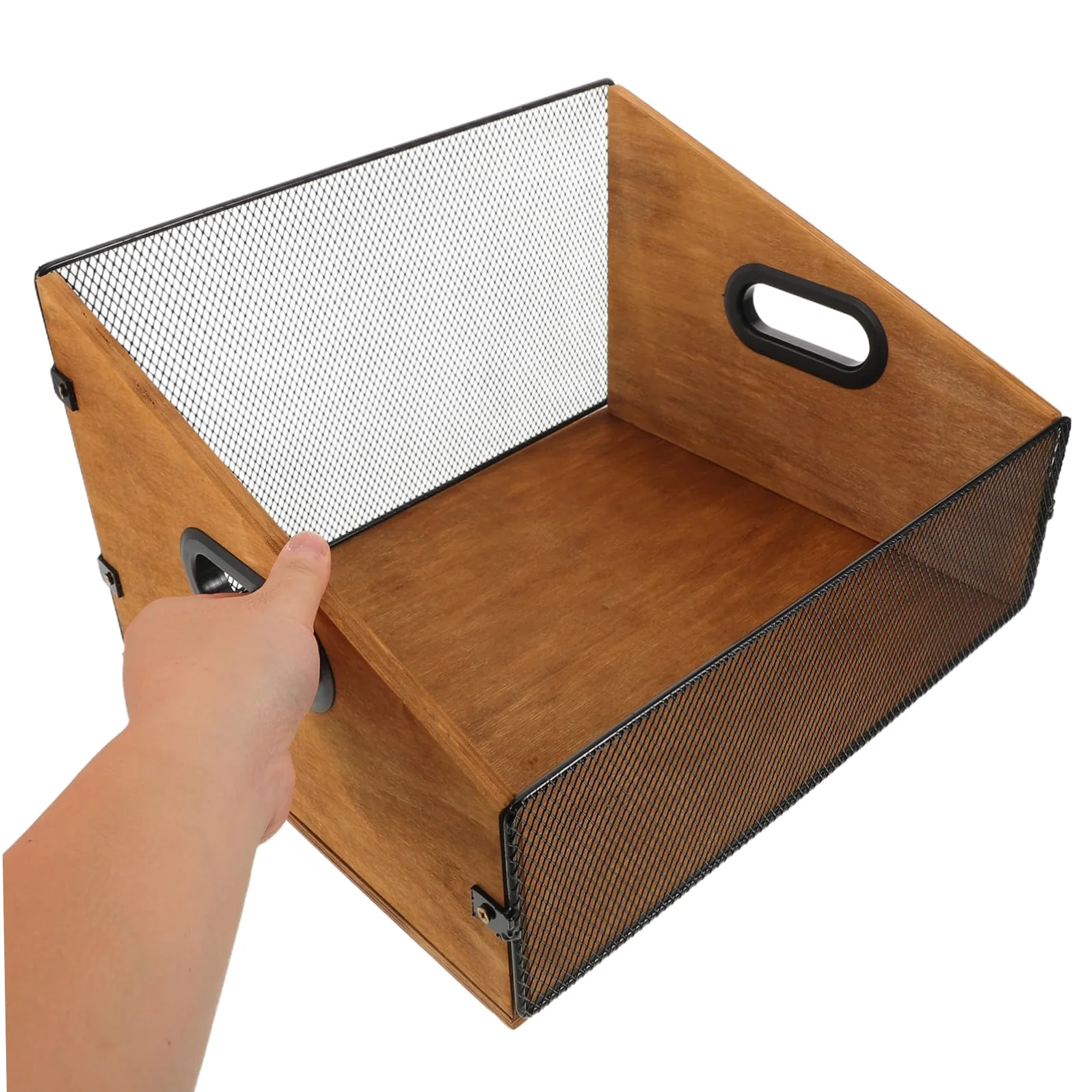 Scatola Porta Dischi in Legno con Manici Ergonomici Organizer per Vinili e Album Fotografici Cassa Rustica Robusta per Archivio Media e Libri