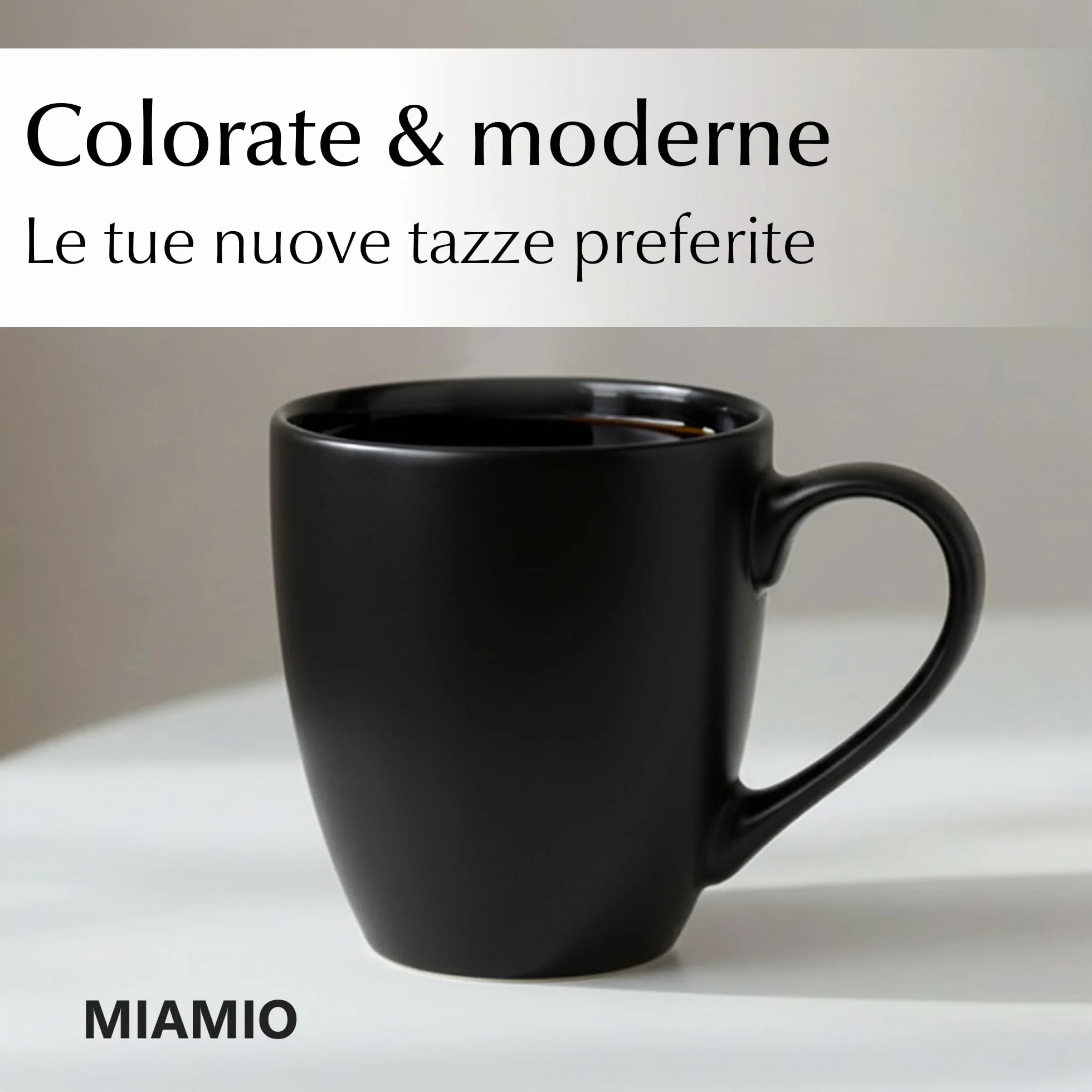 MIAMIO Le Papillon Collezione Set di Tazze da Caffè 6 x 350 ml Nero