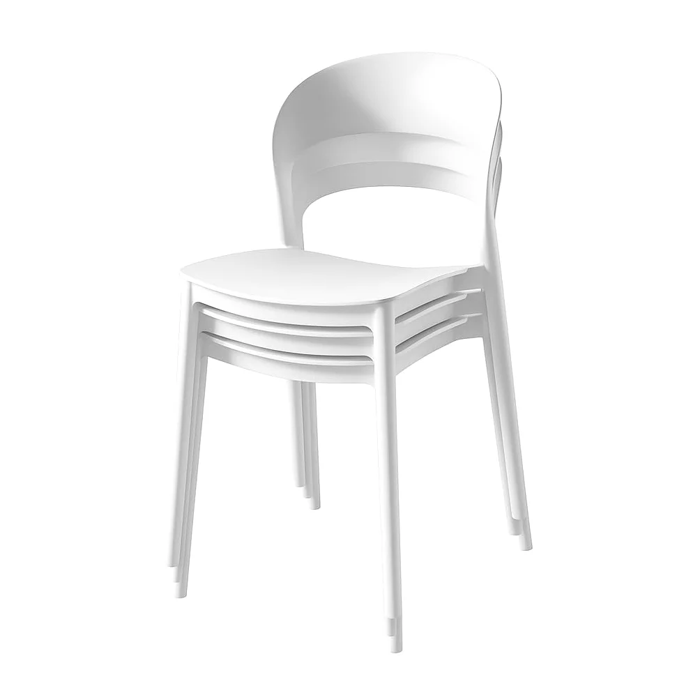 eacommerce | Sedia impilabile da cucina | Polipropilene 40x39x78 cm | Leggera, facile da pulire, design ergonomico | Adatta per interni ed esterni, resistente e versatile (Set 4 Sedie, Bianco)