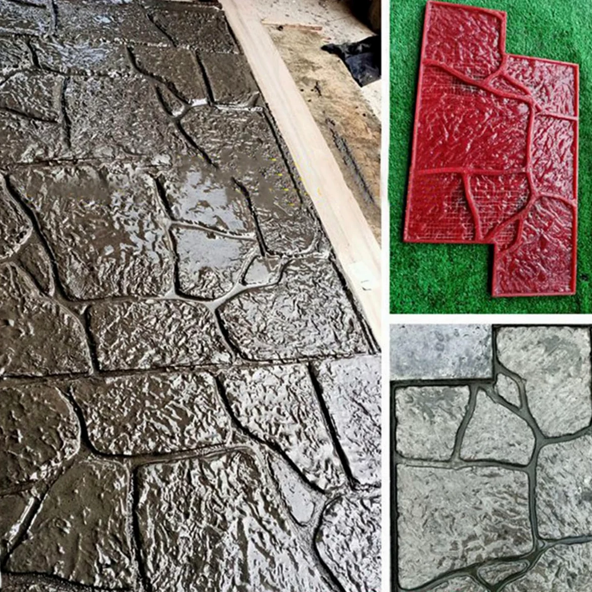 Piccolo tampone per timbri in Cemento, Timbro in Gomma per Cemento, Tappetino per timbri in muratura per Finiture con Motivi Stampati
