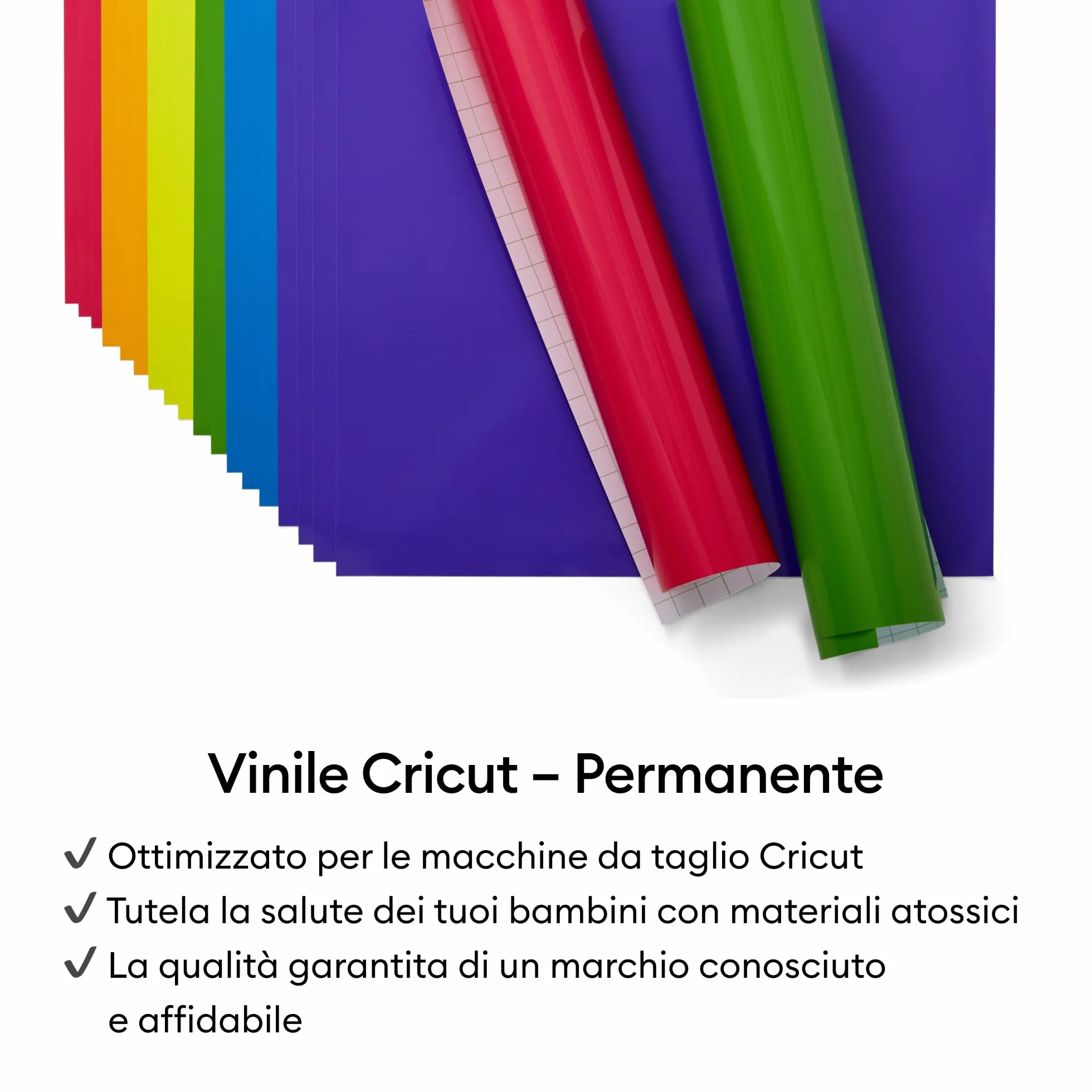 Foglio Vinile Adesivo Permanente Cricut Bianco Lucido 30,5 cm x 1,2 m per Macchine da Taglio