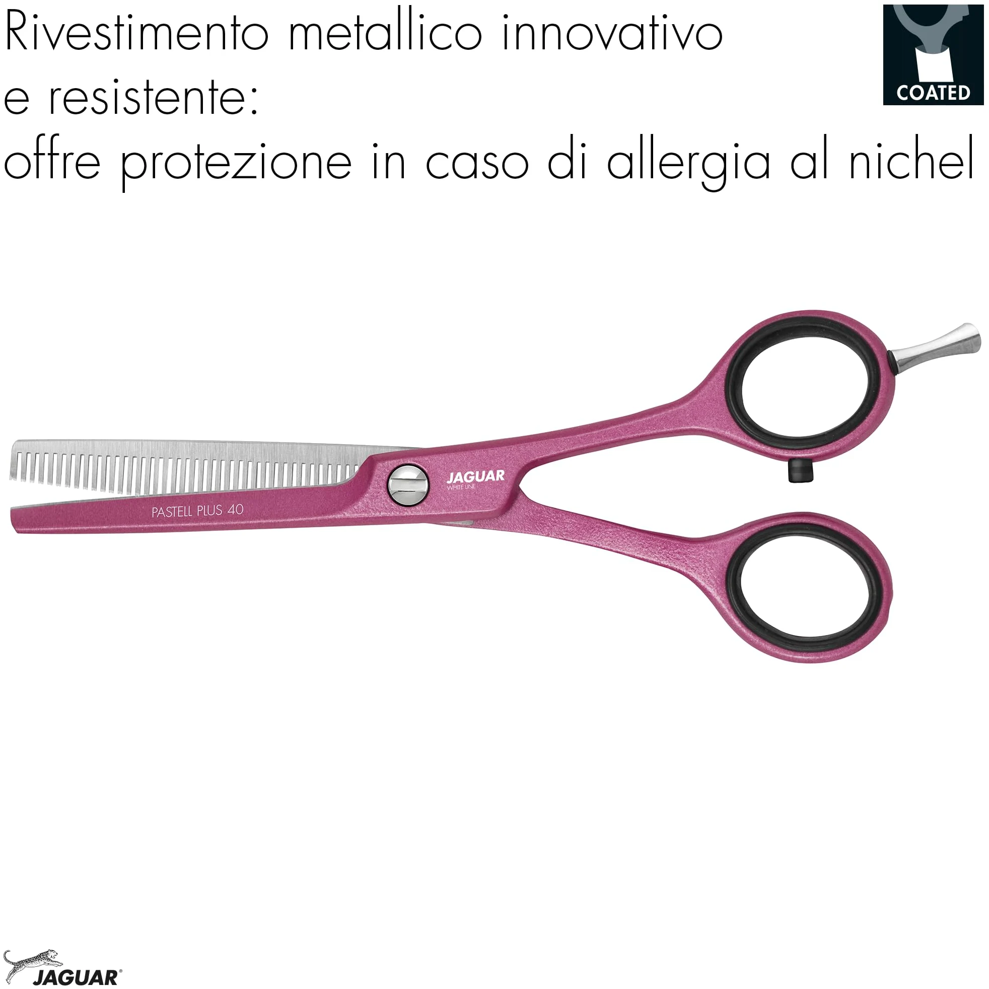 JAGUAR Forbici da modellatura PASTELL PLUS Berry Classic 40 5,5" | Forbici da texturizzazione con 40 denti sfolti a taglio prismatico | Rivestimento metallico antiallergico | Prodotto in Germania