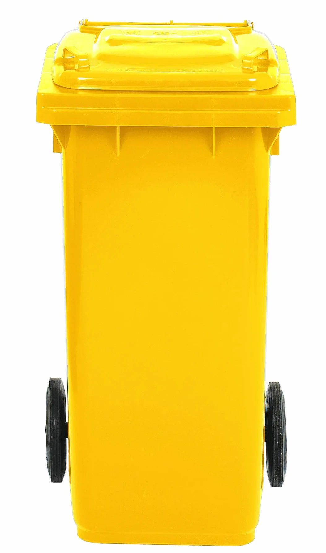 Mobil Plastic - Bidone Raccolta Differenziata 120 Litri con Coperchio e Ruote per Uso Esterno | Colore Giallo | Plastica Resistente | Certificato UNI EN 840