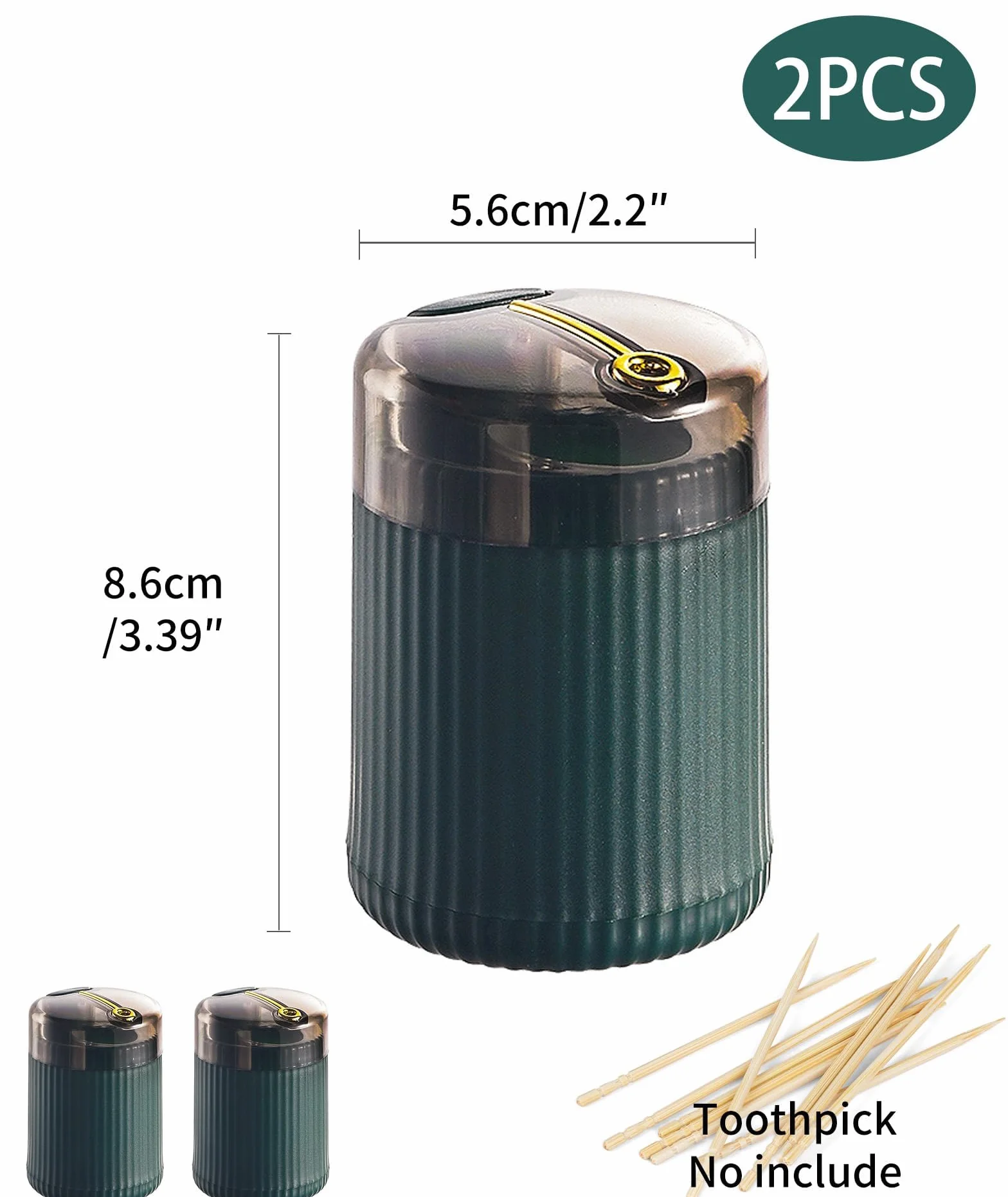 Dispenser Automatico di Stuzzicadenti Pop-Up 2 Pezzi Verde Scuro