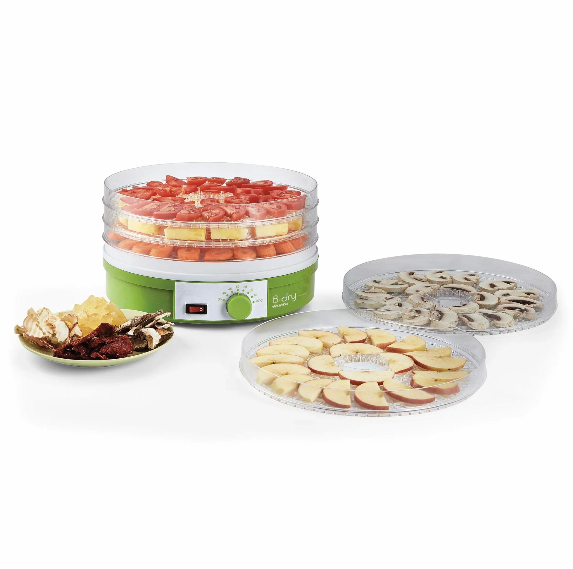 Ariete B-DRY 616, Essiccatore e Disidratatore Alimentare per Frutta e Verdura, 5 Cestelli Removibili, Temperatura da 35°C a 70°C, 245W, Verde