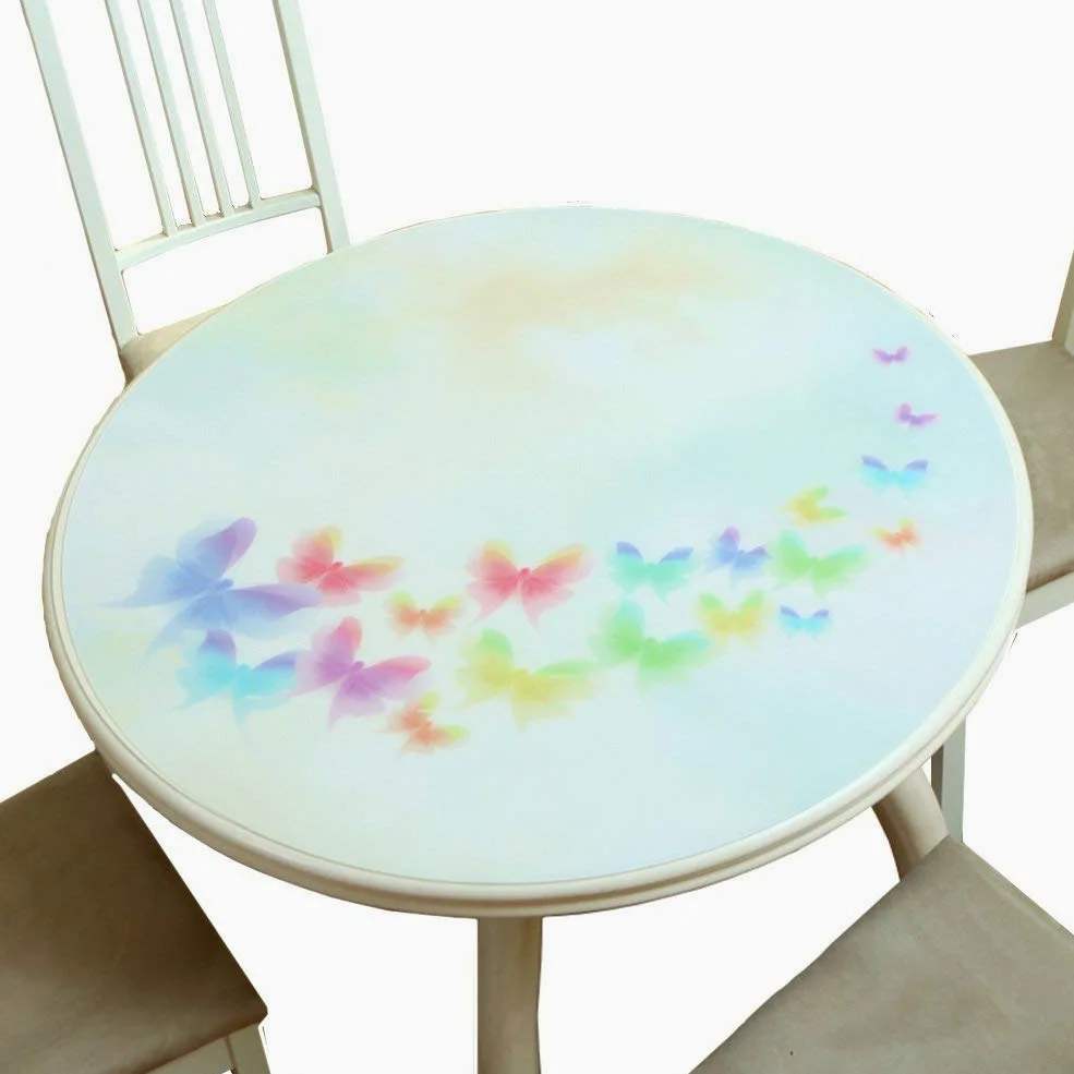 MU Tovaglia del tavolino da Salotto ， Tovaglia Facile da Pulire PVC Rotondo per la casa Tovaglietta di plastica Impermeabile antiscottatura per la casa ， Tovaglia per Ristorante,110 cm