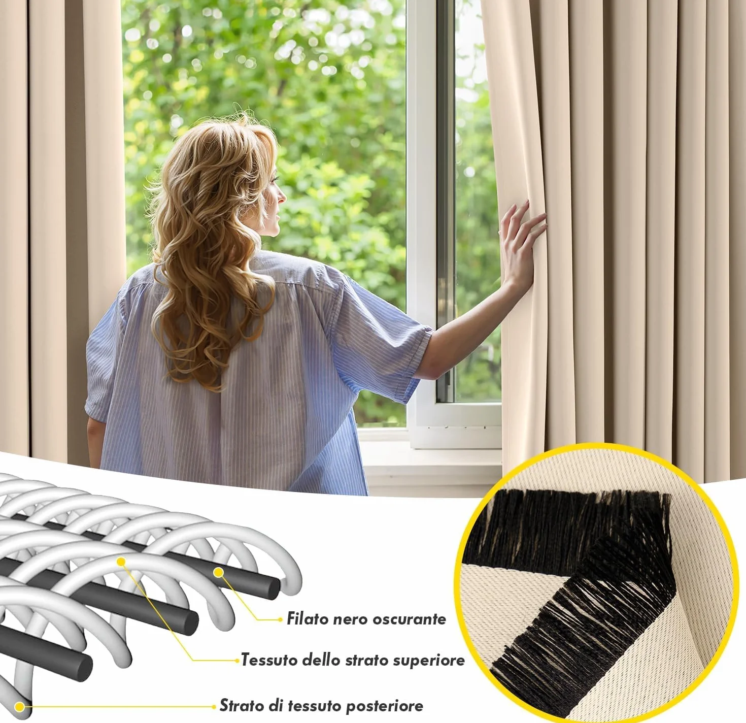 MIULEE Tende Oscuranti per Interni 2 Pezzi 140x260 CM, Beige Scuro, Tende Termiche Isolanti con Anelli