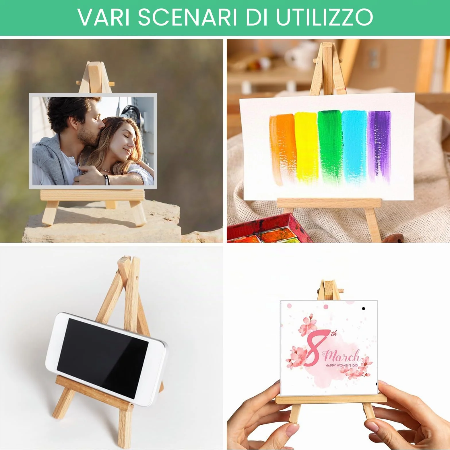 Rseuphiee 20 pezzi Mini Cavalletto in Legno, 9 x 15 cm Cavalletti a Triangolo, Piccolo Cavalletto Segnatavolo, Cavalletti Regolabile Portatile, per Foto Matrimonio Compleanno Festa Battesimo